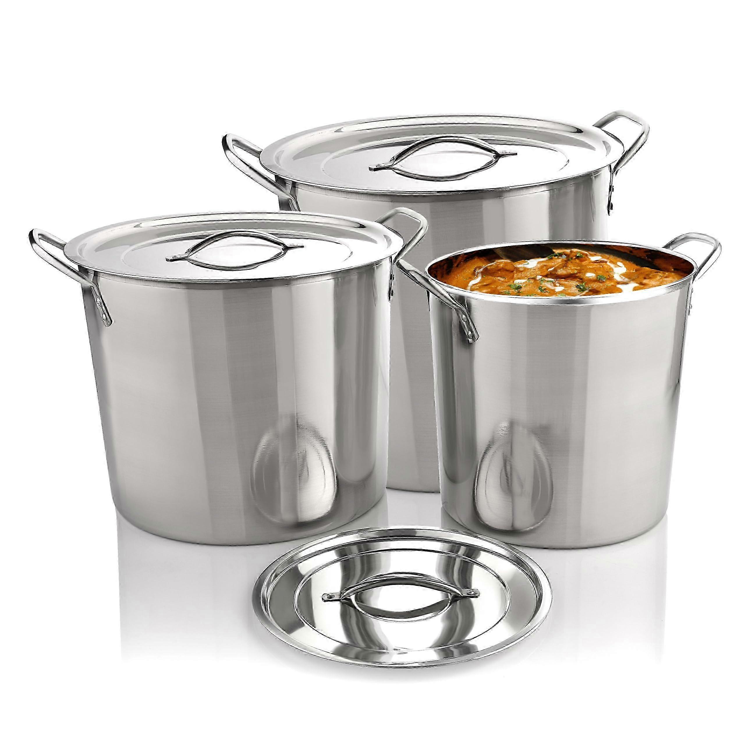 6 pcs set (6/8/12) Quart Stainless Steel Stockpot with Lid, Suitable for Food Preparation and Cooking