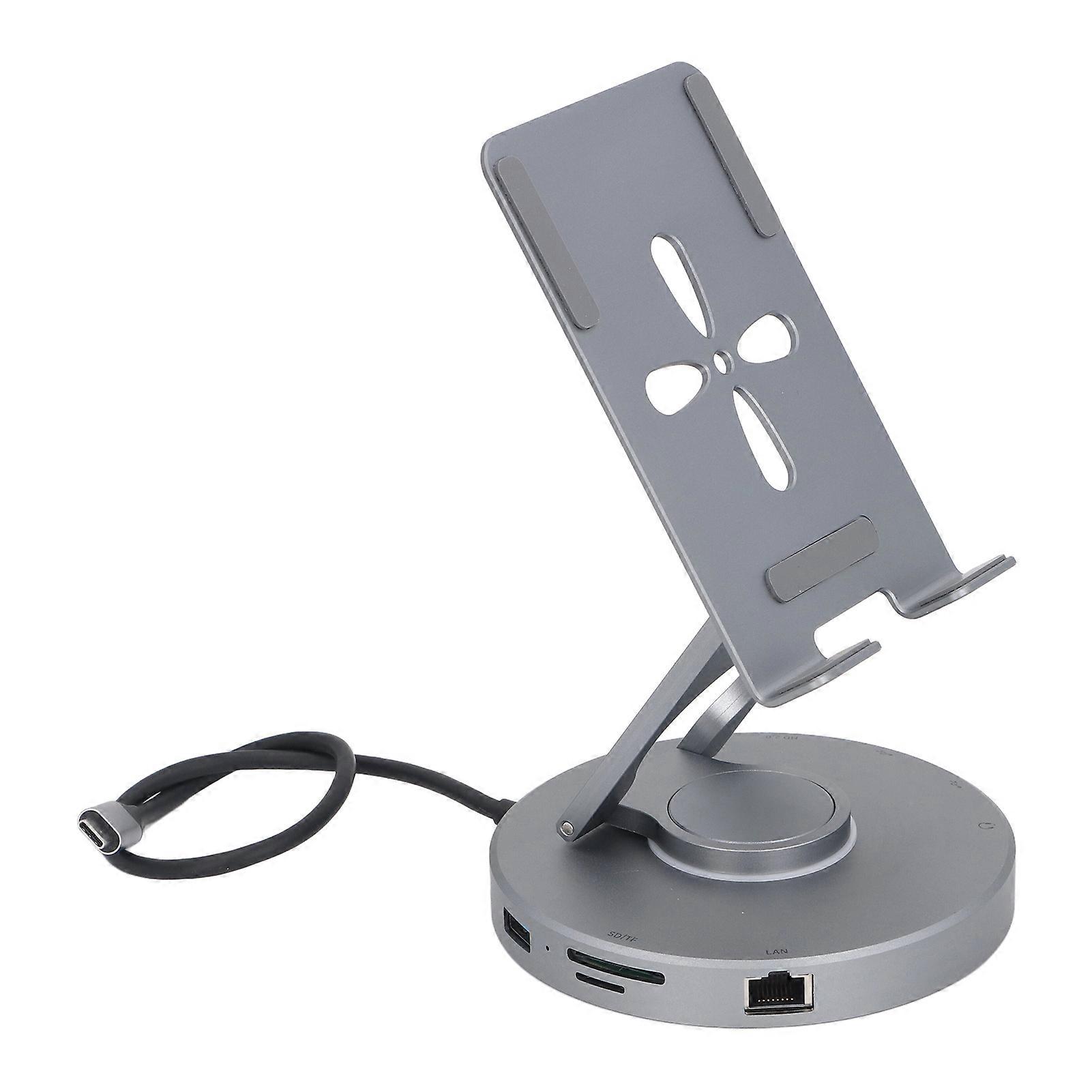 10 in 1 Rotatable Type C Docking Station Stand with 4K HD, USB, and 100W PD Charging