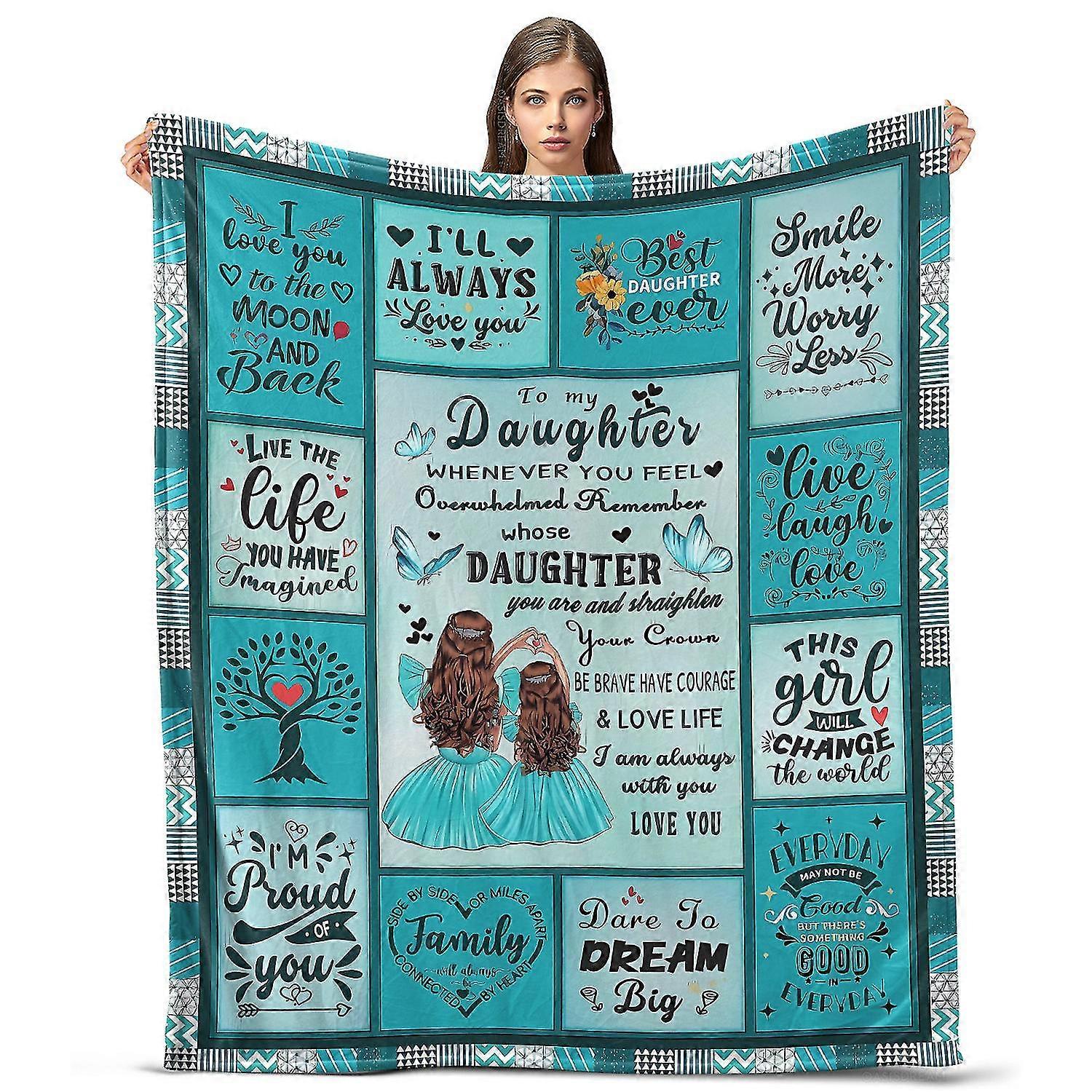 Lightweight and Smooth Blanket for Daughter with I Love You To The Moon And Back Print