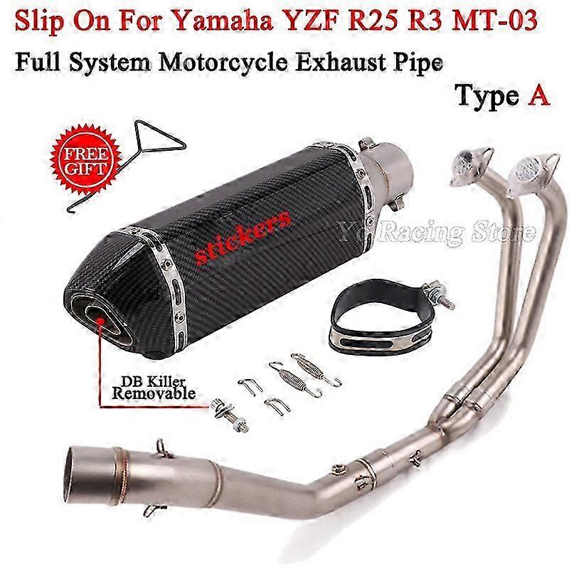 Slip On For Compatible Brand YZF R25 R3 MT-03 Motorcycle Full Exhaust System Escape Modify Front Mid Link Pipe DB Killer Moto Muffler 51mm