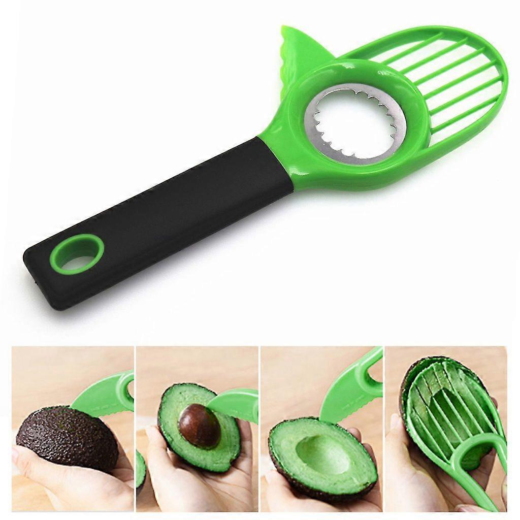 Avocado Slicer Non-slip Long Handle Comfort Grip 3 in 1 Multi-function Peeling and Core Cutting Tool