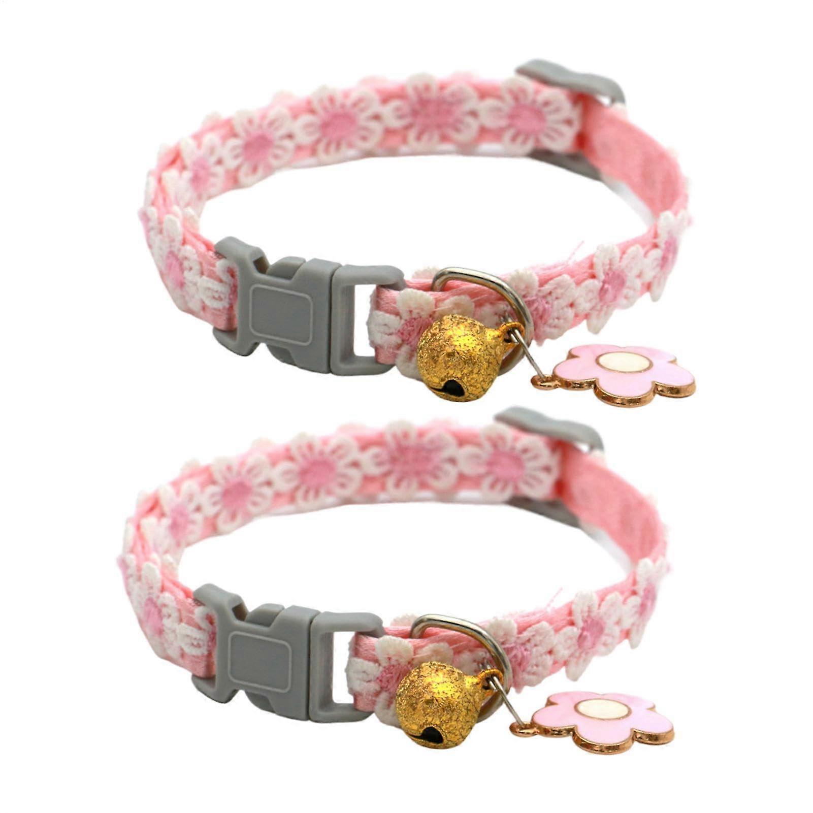 Puppy Breakaway Cat Collar 2-Pack, Adjustable 13.3 Inch Soft Material with Safety Buckle and Bell for Training and Travel