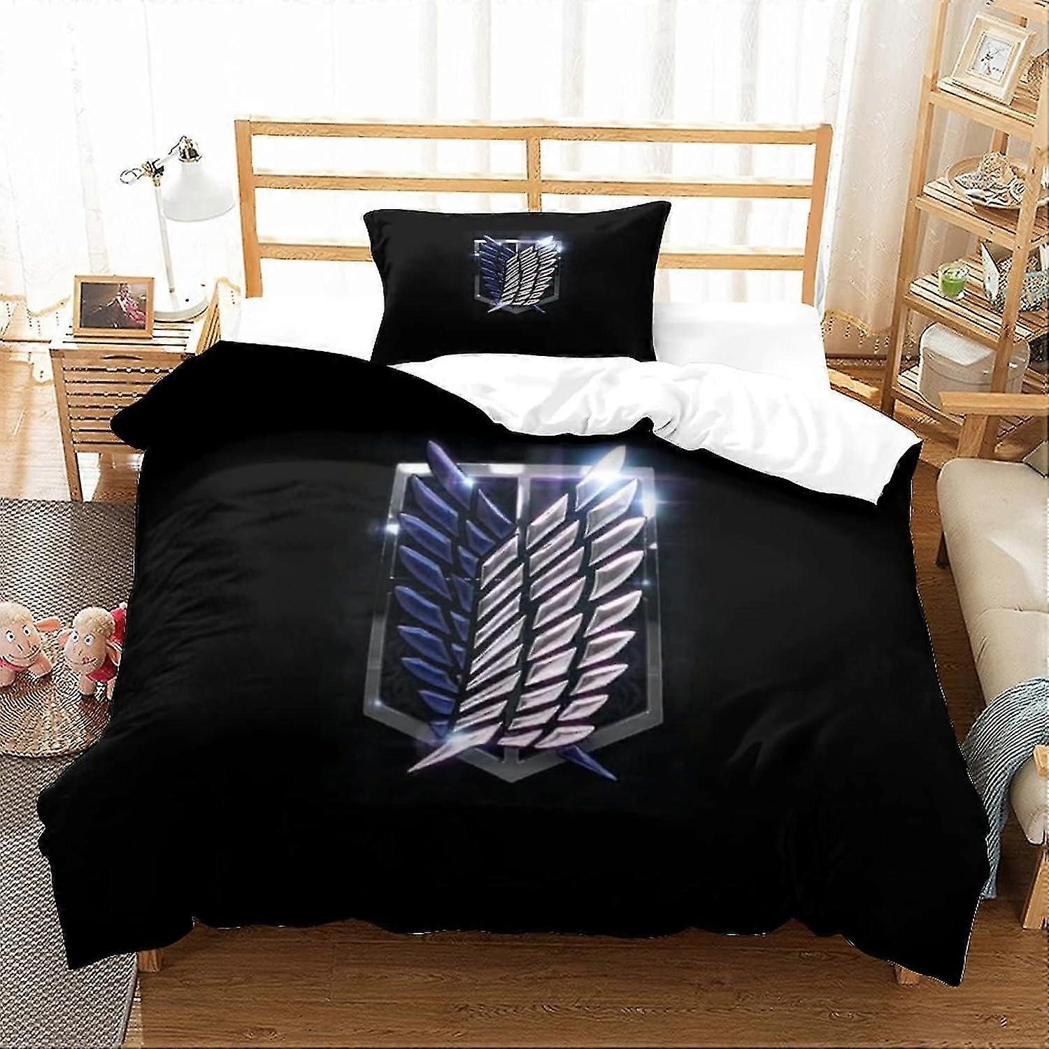 Anime Style Duvet Cover Set 3D Print with Cartoon Characters Bedding Quilt Cover, Soft Microfiber Single