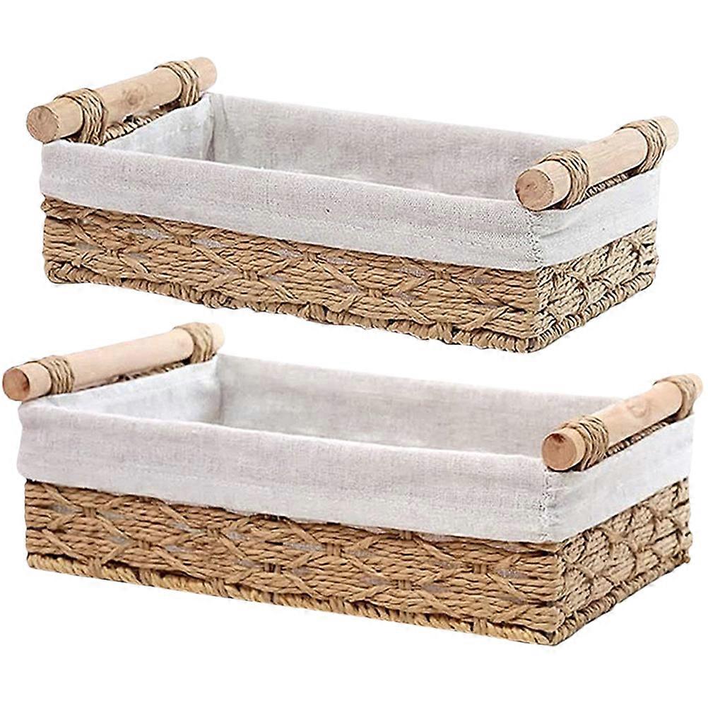 Decorative Woven Storage Box Multi Color For Kitchen 2Pcs