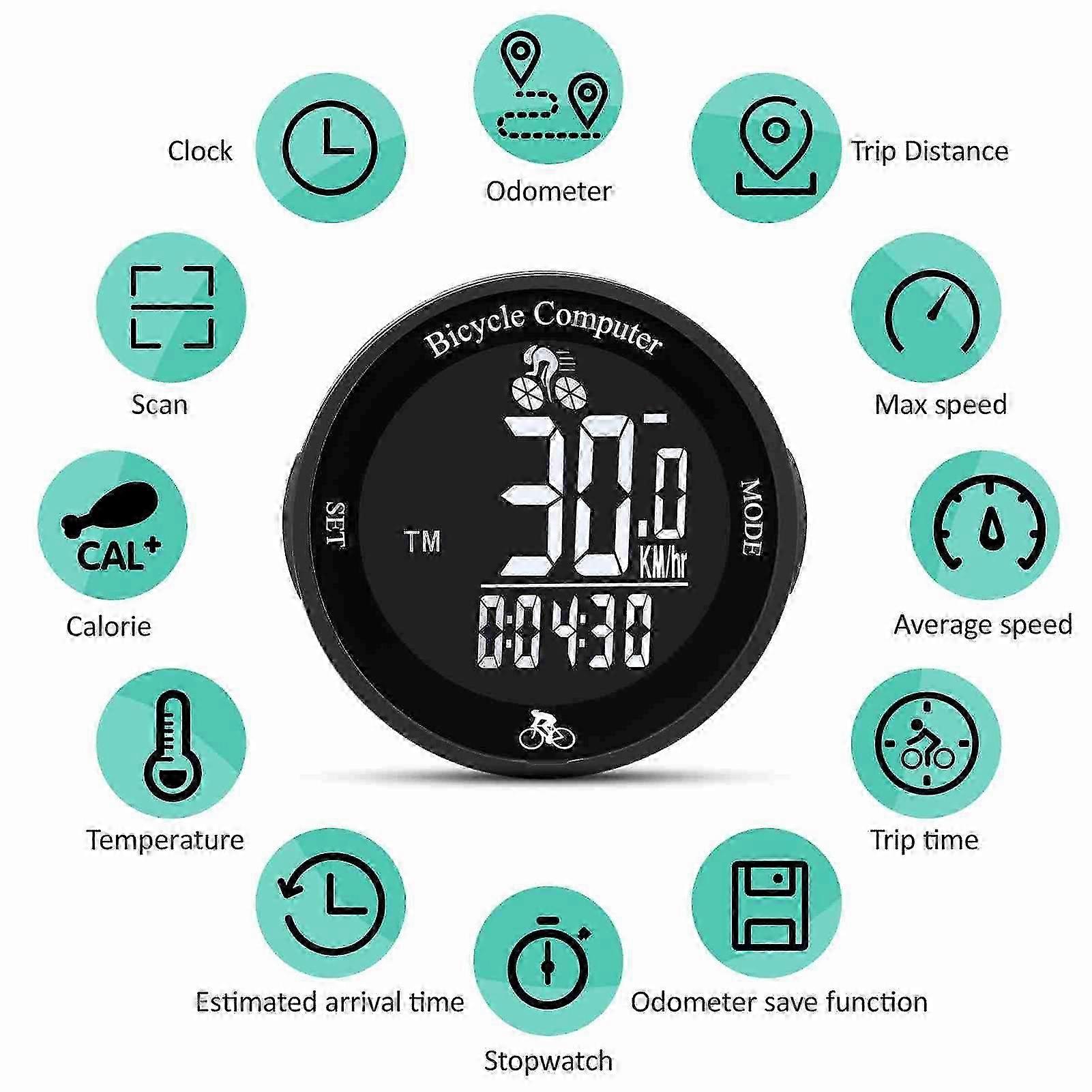 Bike Computer LED Backlight Multifunction Round Wireless Cycle Computer Cycling Odometer SZRH A-X