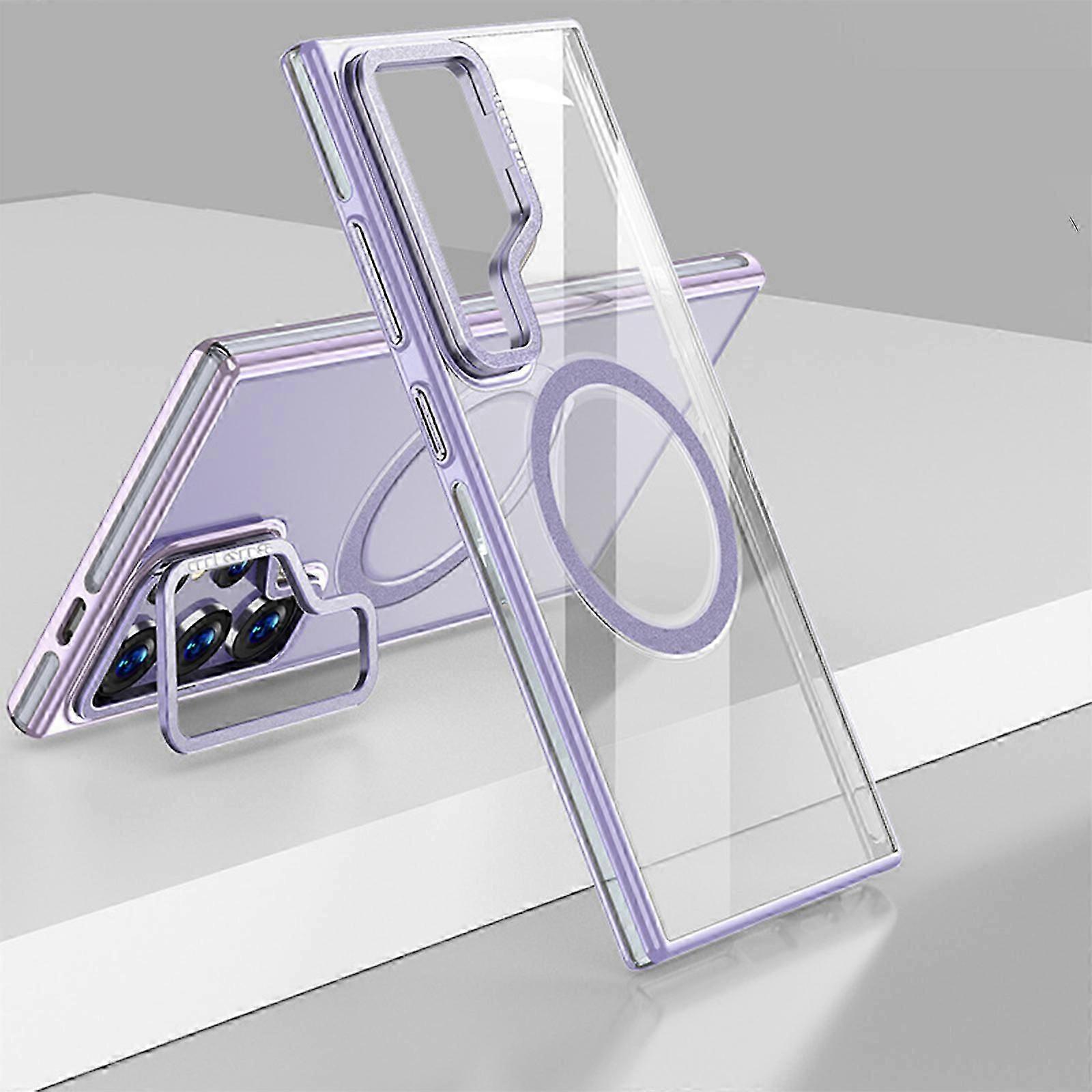 Kickstand özellikli Galaxy S24 Ultra Kılıf,[Magsafe ile uyumlu] Manyetik Şeffaf Kılıf S24 Ultra Telefon Kılıfı