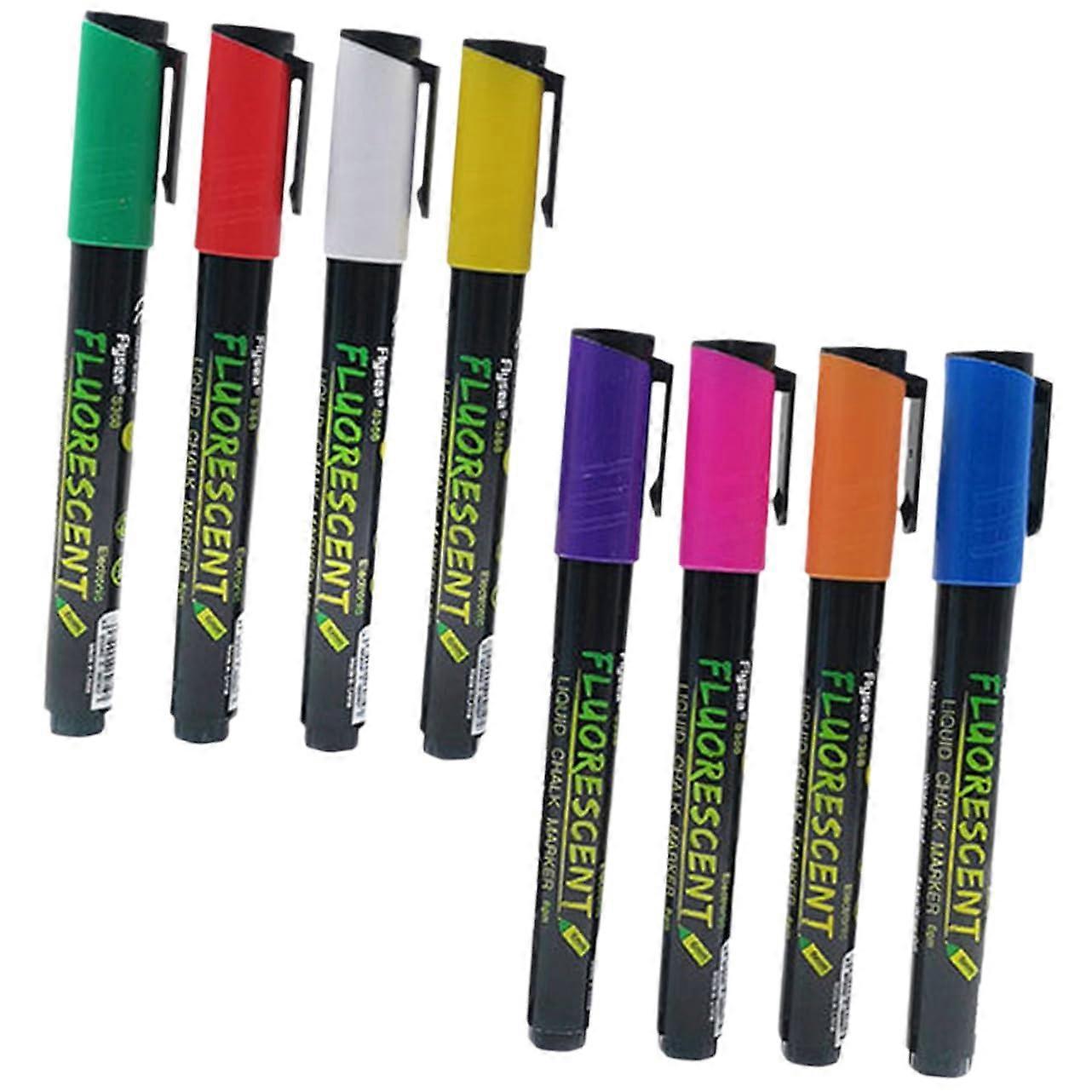 8 Piece Erasable Chalk Markers Set for Whiteboards and Chalkboards, Liquid Ink, Dry Erase, Multi-Color
