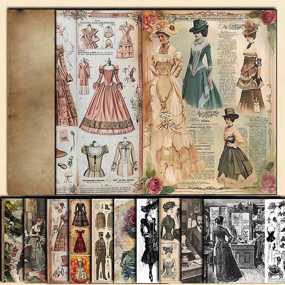 Vintagestyle scrapbook paper for journaling, crafting, cards, album (T610pcs 14X20CM)