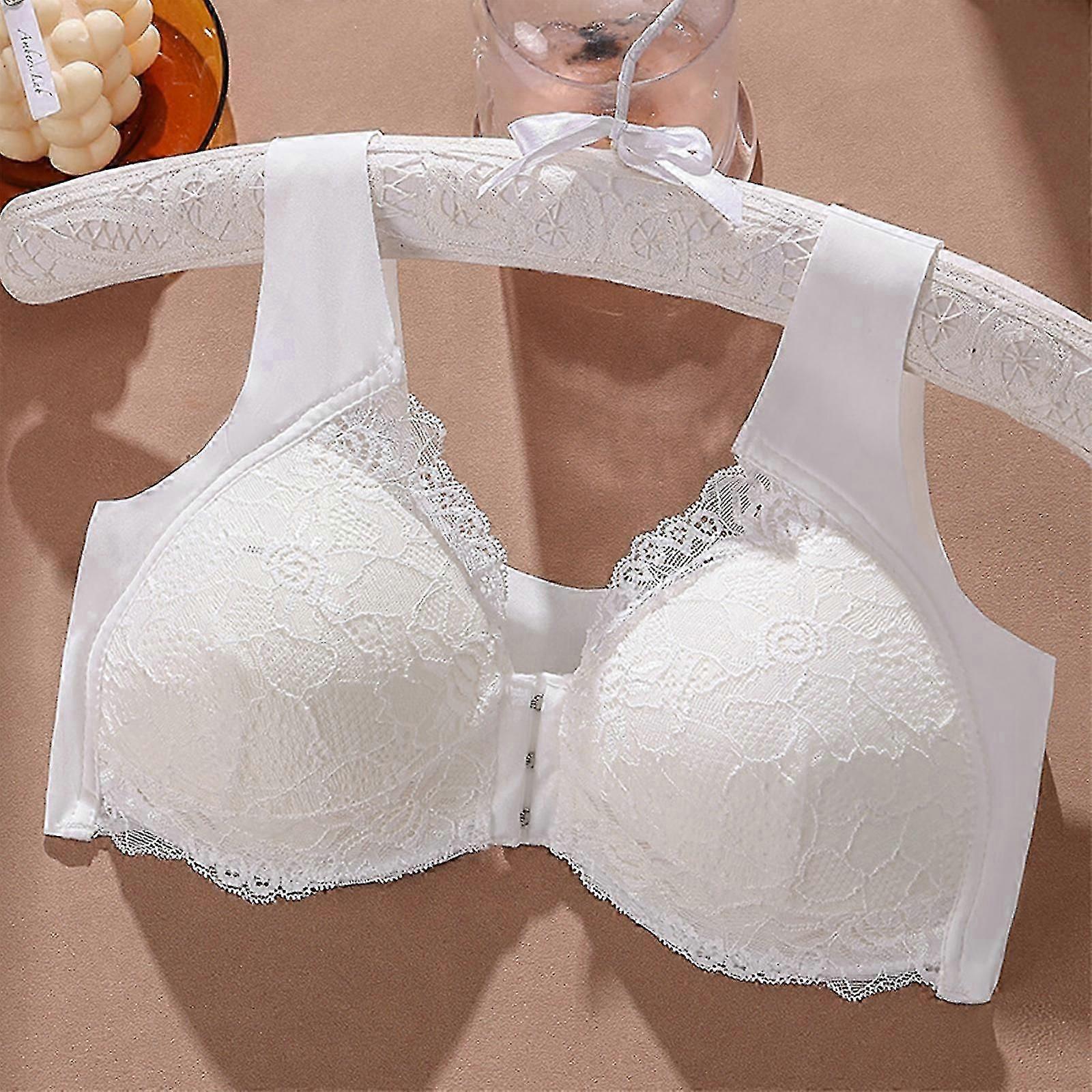 ​2 Pack Women's Front Closure Wireless Bras Plus Size Full Coverage Lace Seamless Comfort Bra Set