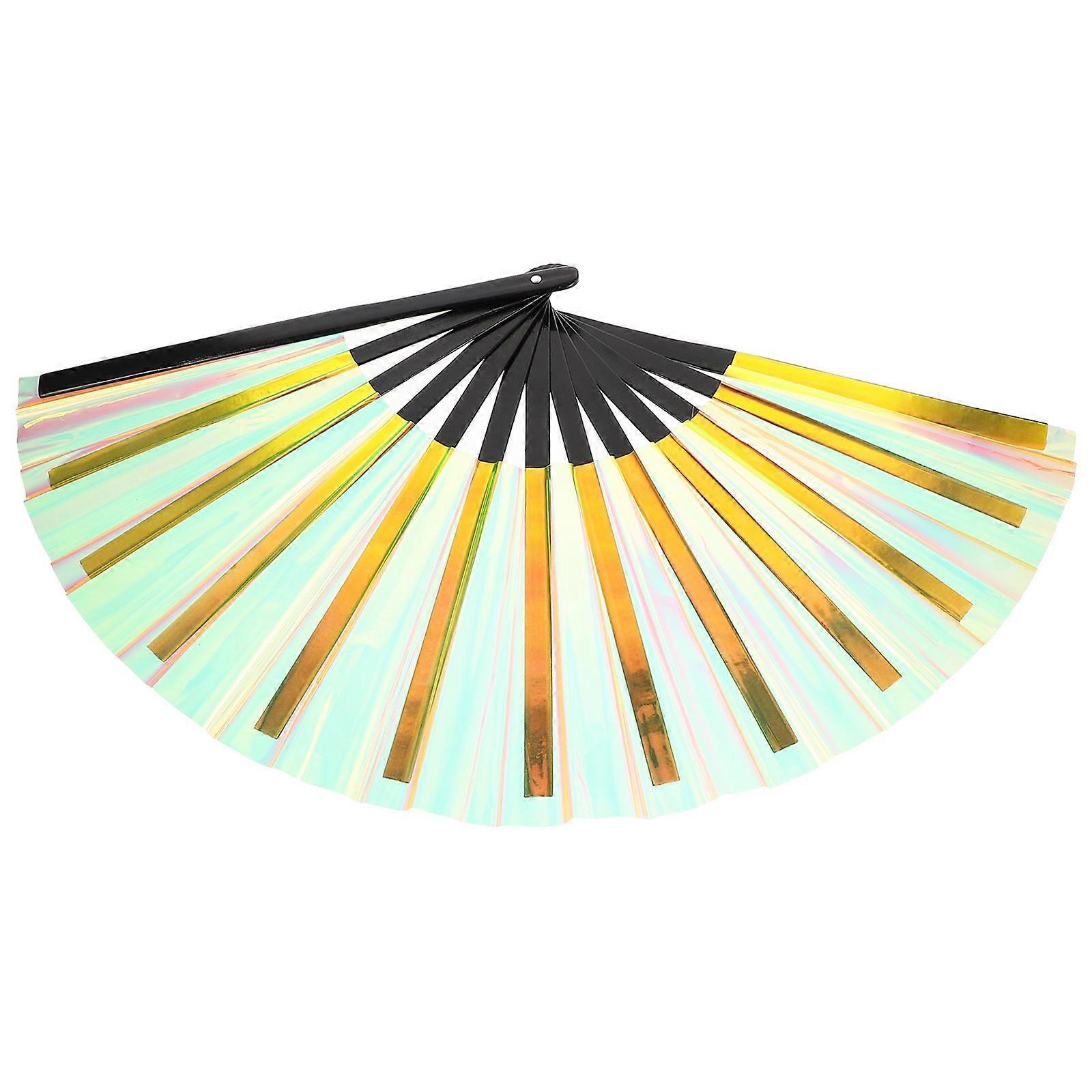 Chinese Style Iridescent Folding Fan, Lightweight Handheld Decorative Accessory for Weddings, Parties, and Stage Performances, Summer Events