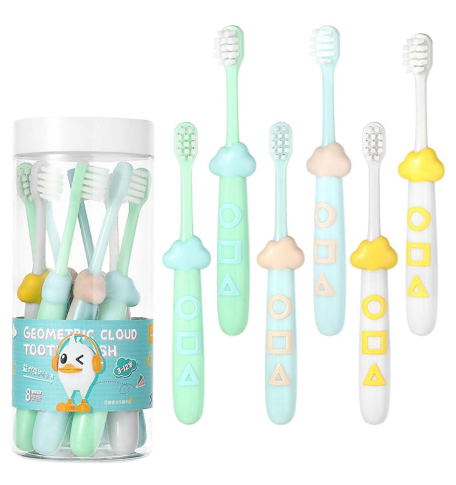 Set of 8 Children's Toothbrushes for Ages 26, Soft Bristles, 3 Colors