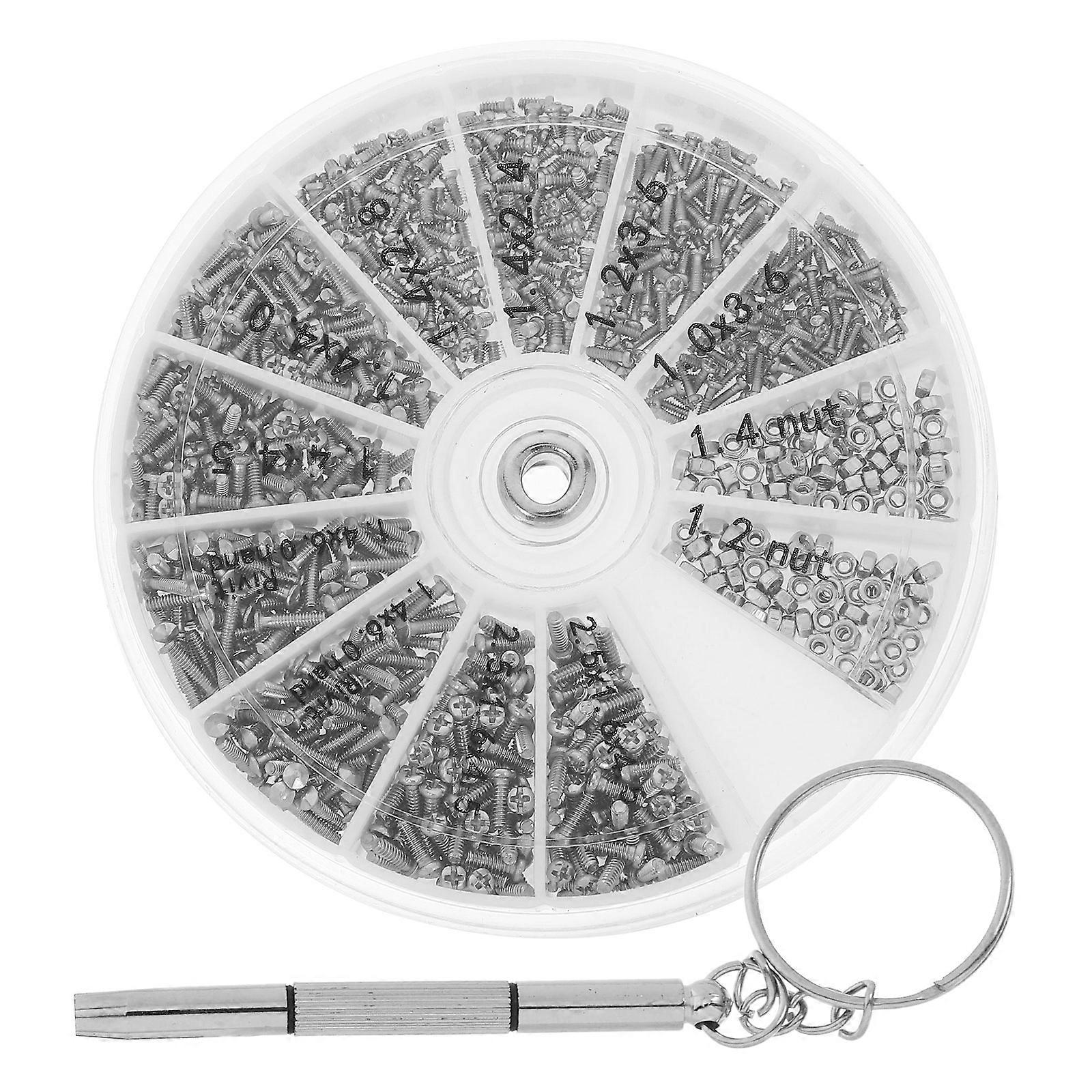 Compact Design Screw Kit For Eyeglass Watch Electronics Repairs Including Nuts Assortment Silver 1Set