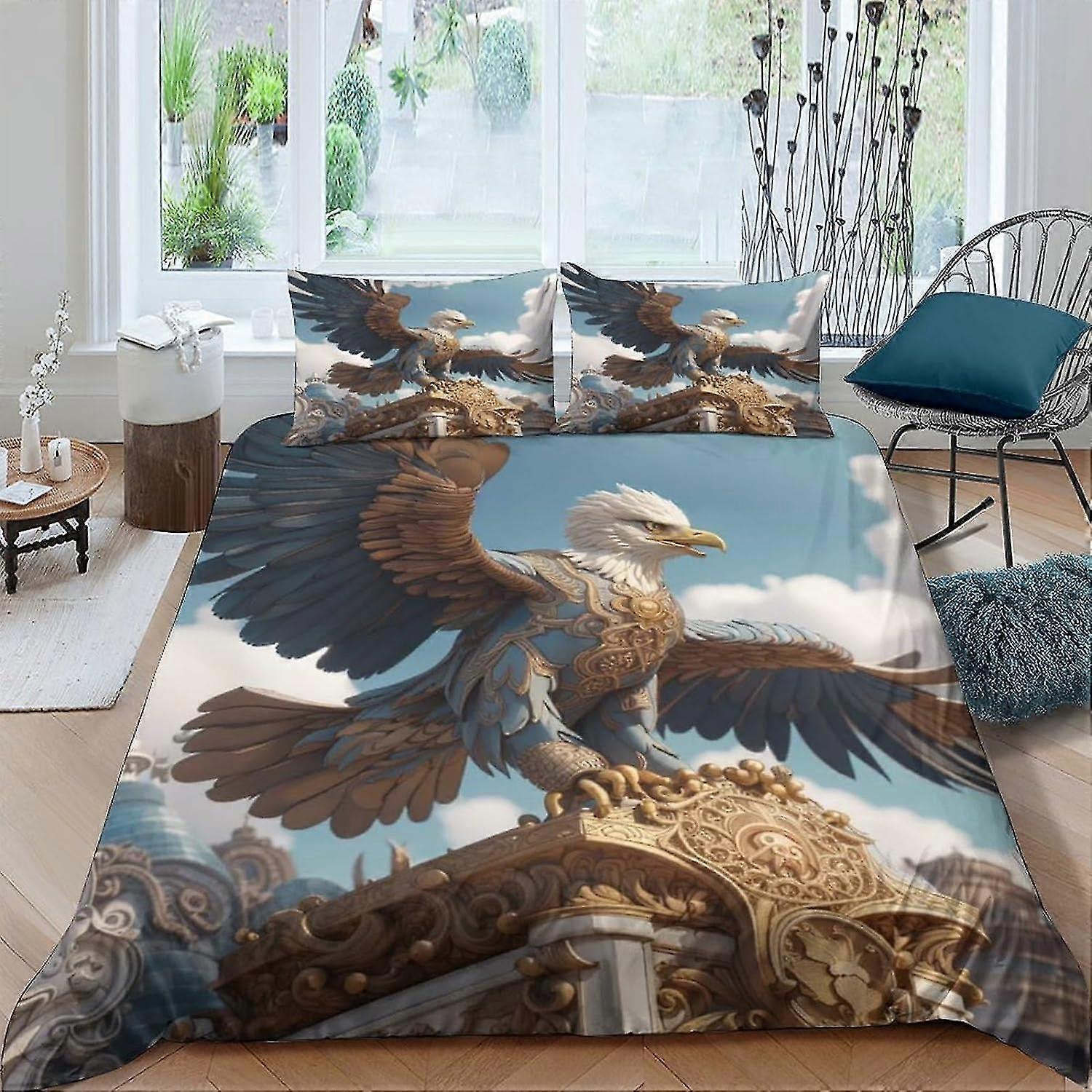 Eagle Comforter Cover Zestaw pościeli do wystroju sypialni dla dzieci Narzuta z nadrukiem 3D Miękki zamek błyskawiczny z mikrofibry
