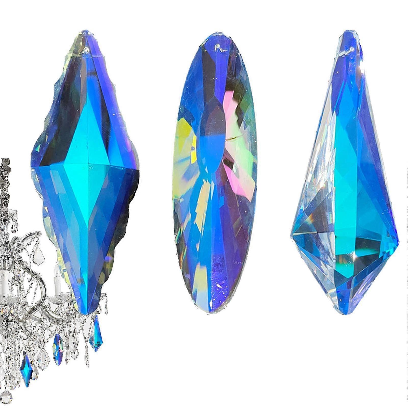 Chandelier Ornaments 3-Piece Set with 3 Lamp Candle Holders and Teardrop Crystal Prisms 12 cm for Mars Vacation