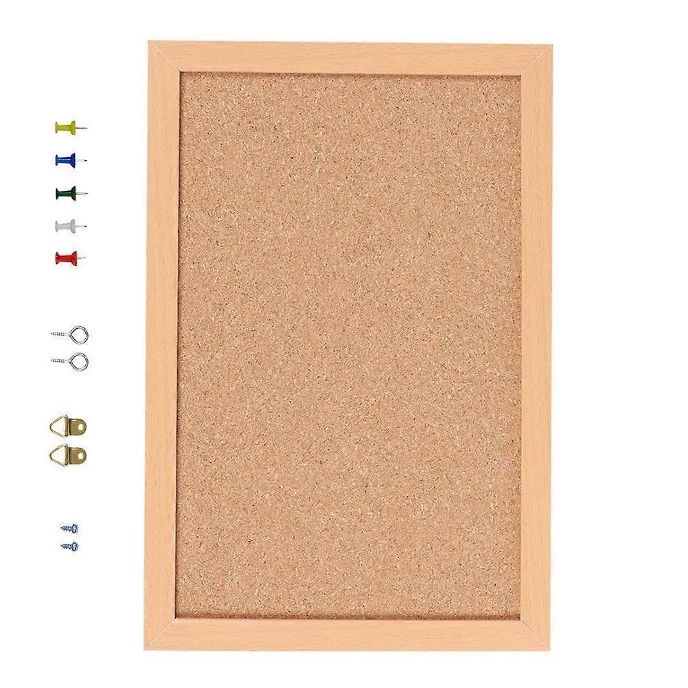 Cork Board Message Display Board Double Sided Notice Board with Push Pins for Office School Wall Mount Frame for Notes Photos