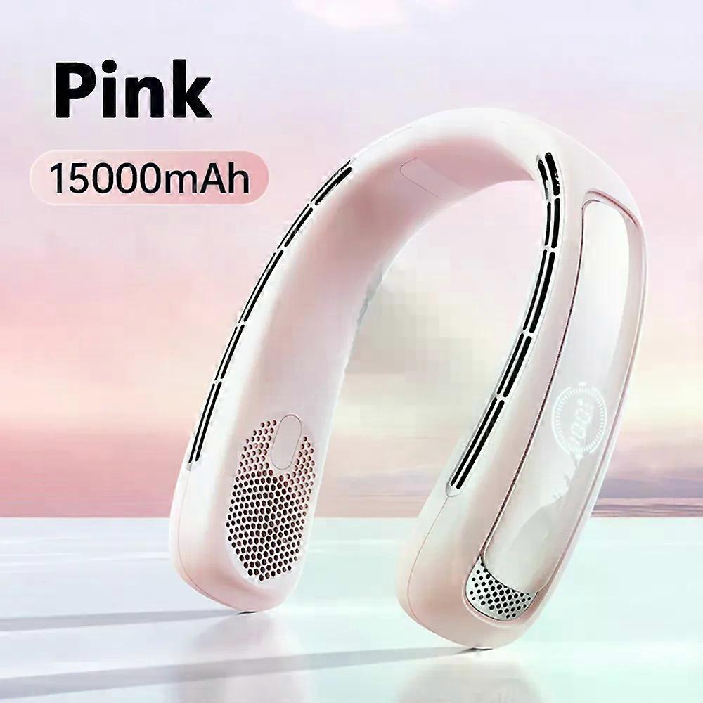 15000mah Portable Neck Fan Smart Digital Display USB Rechargeable Outdoors Bladeless Silent Cooling Neck Fan