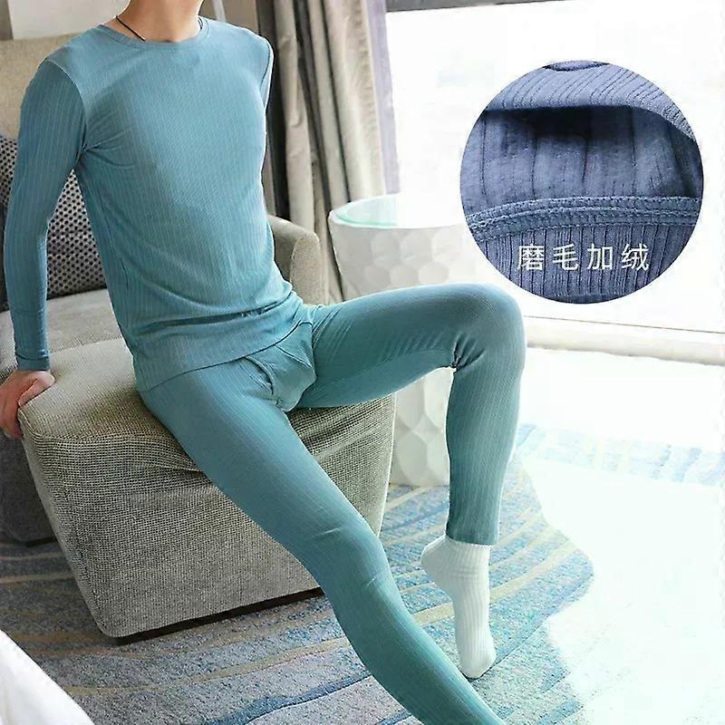 Sıcak Hafif Termal İç Çamaşırı Erkekler Için Peluş Set Gömlek Pantolon Gençlik Sıkı Elastik Alt İç Çamaşırı Gecelik Pijama Takım Elbise