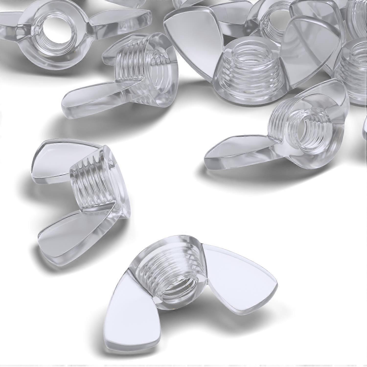 50x Clear, Plastic, Acrylic M5 Butterfly, Wing Nuts
