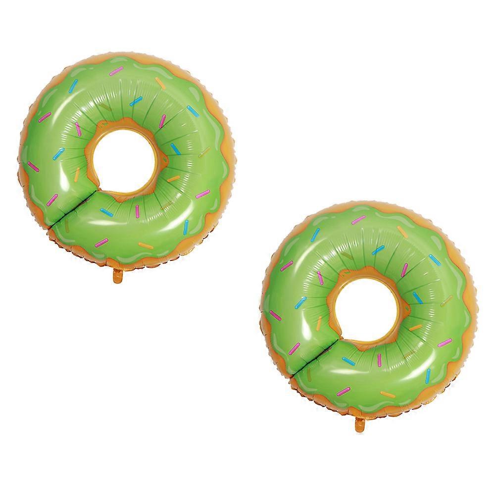 Green Foil Doughnut Balloons for Party Decoration 2 Pieces Accessories 9 Inches