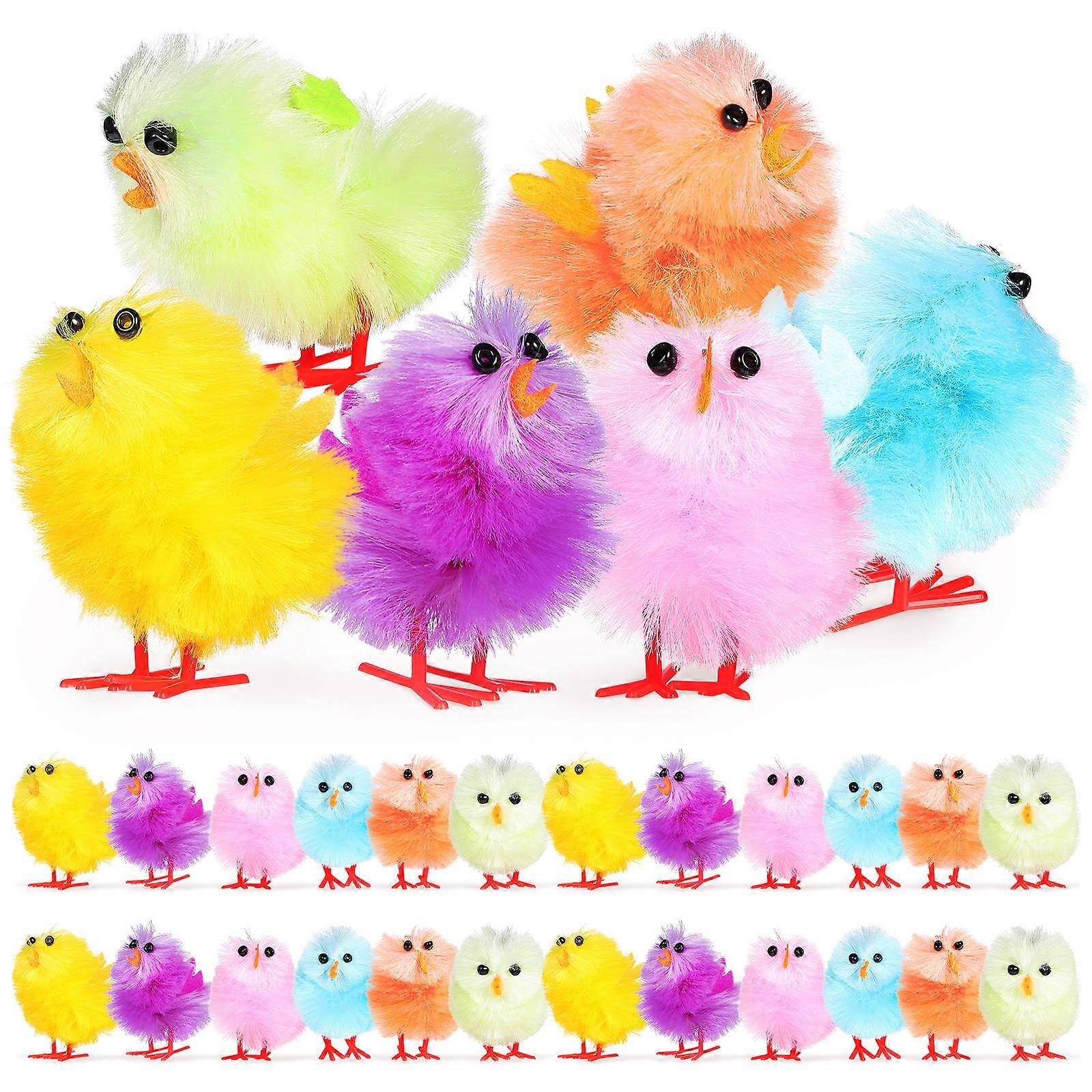 Pack Of 36pcs, Chenille Easter Chicks Easter Mini Chicks Plush Chicken Fluffy Chicks Easter Cake Decoration Easter Bonnet Decorations