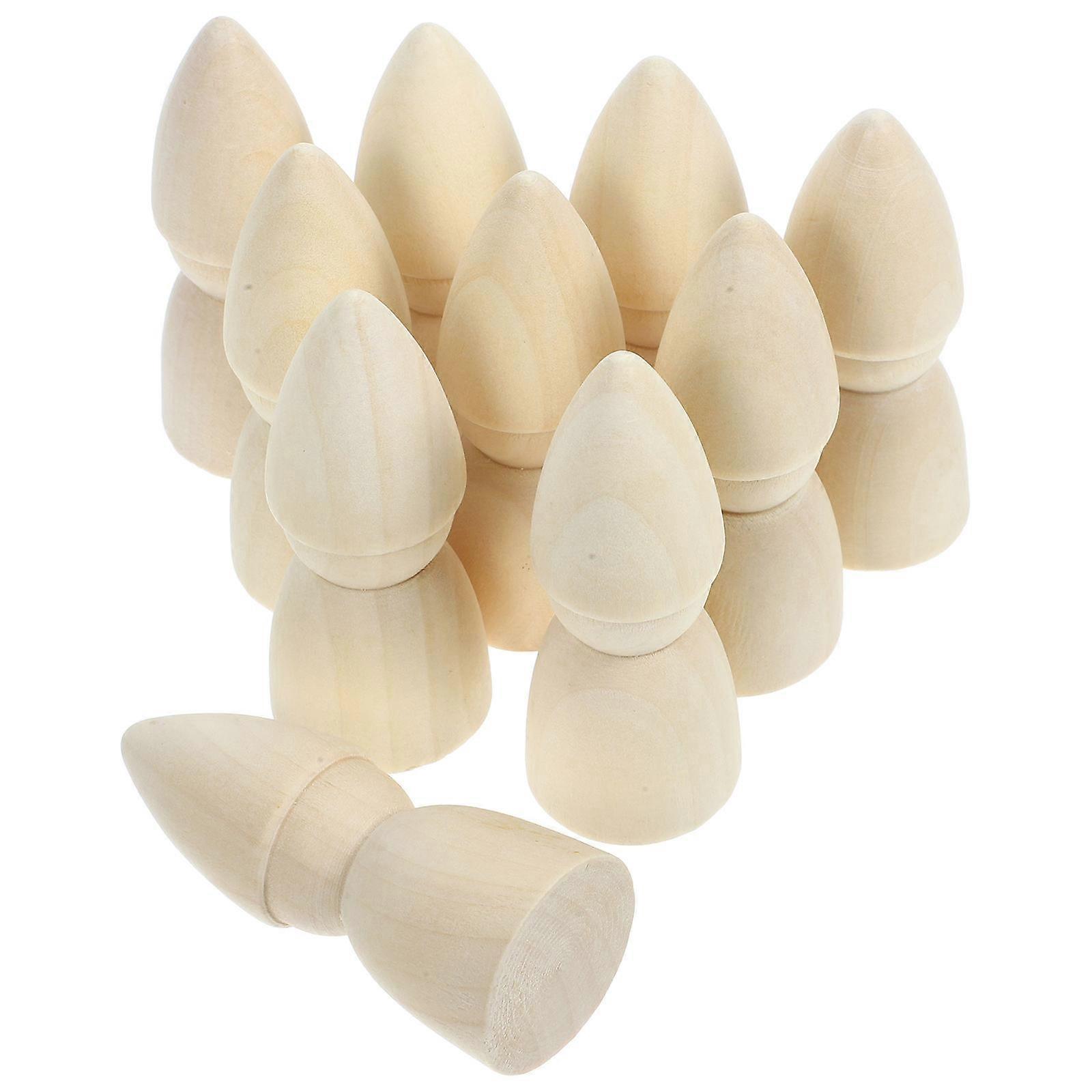 10pcs Unfinished Wooden Peg Dolls for DIY Crafts, Decorative Figures with Natural Wood Texture, Lightweight Puppets for Art Projects and Holidays