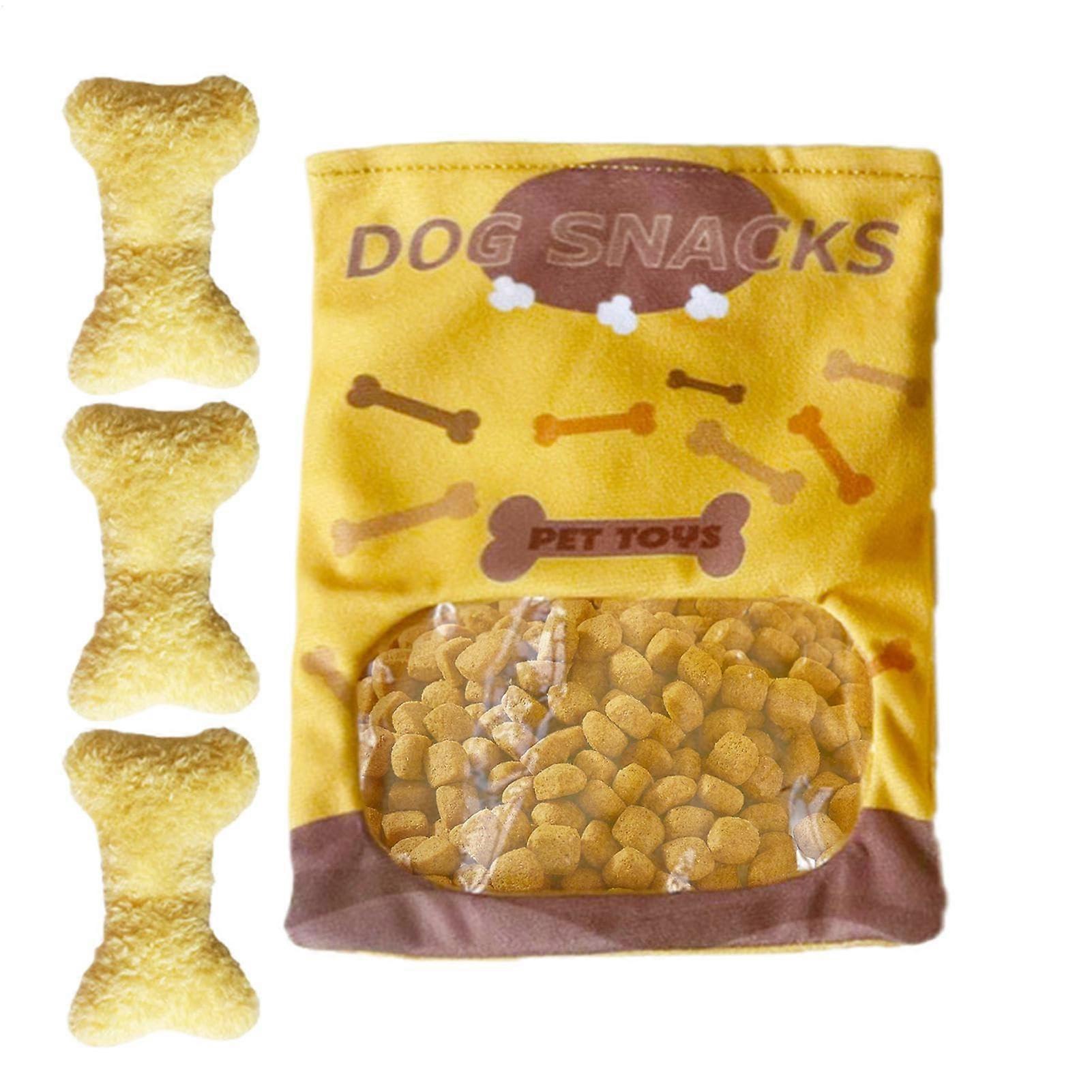 Chew toy for puppies, stuffed bone, plush food, sniffing plush, soft snacks, bag, squeaky toy, bone, fun interactive chew toy for small, mediumsized