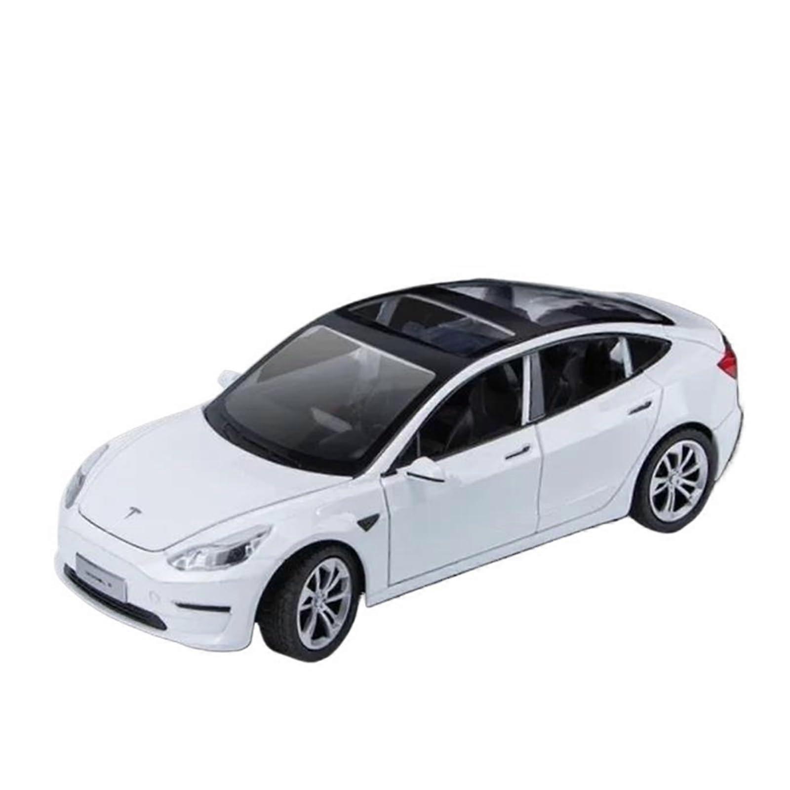 Miniature Engine Vehicle Models 1:24 Scale Tesla Model 3 Die-Cast Metal Car Model With Simulation Sound And Light White