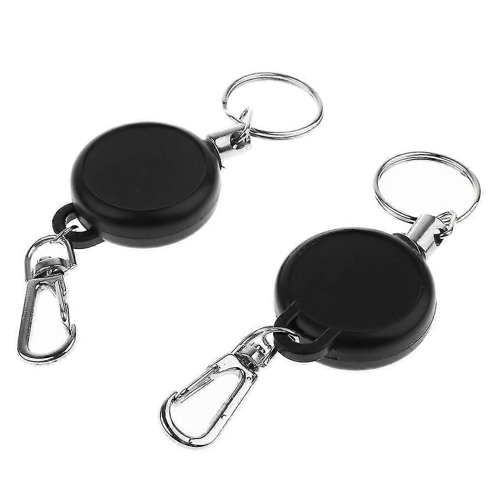1 Pair 35mm 60cm Key Retractable Clip Keychain Key Ring Pull Reel Key Chain