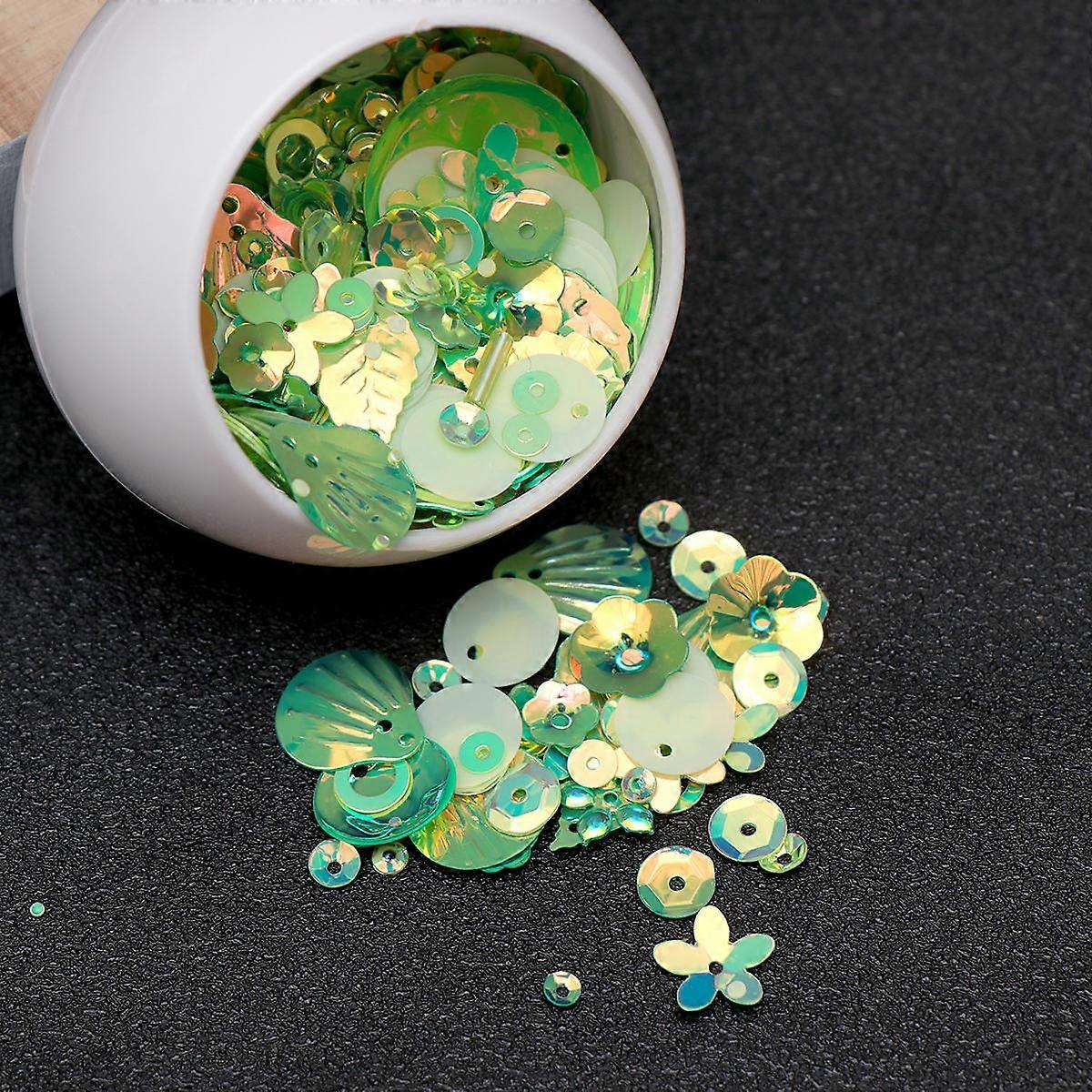 Beads Kit Colorful Profiled Sequins Jewelry Accessory Glass Spacer Beads Pearls Set for DIY Handmade Items Green 2Pack