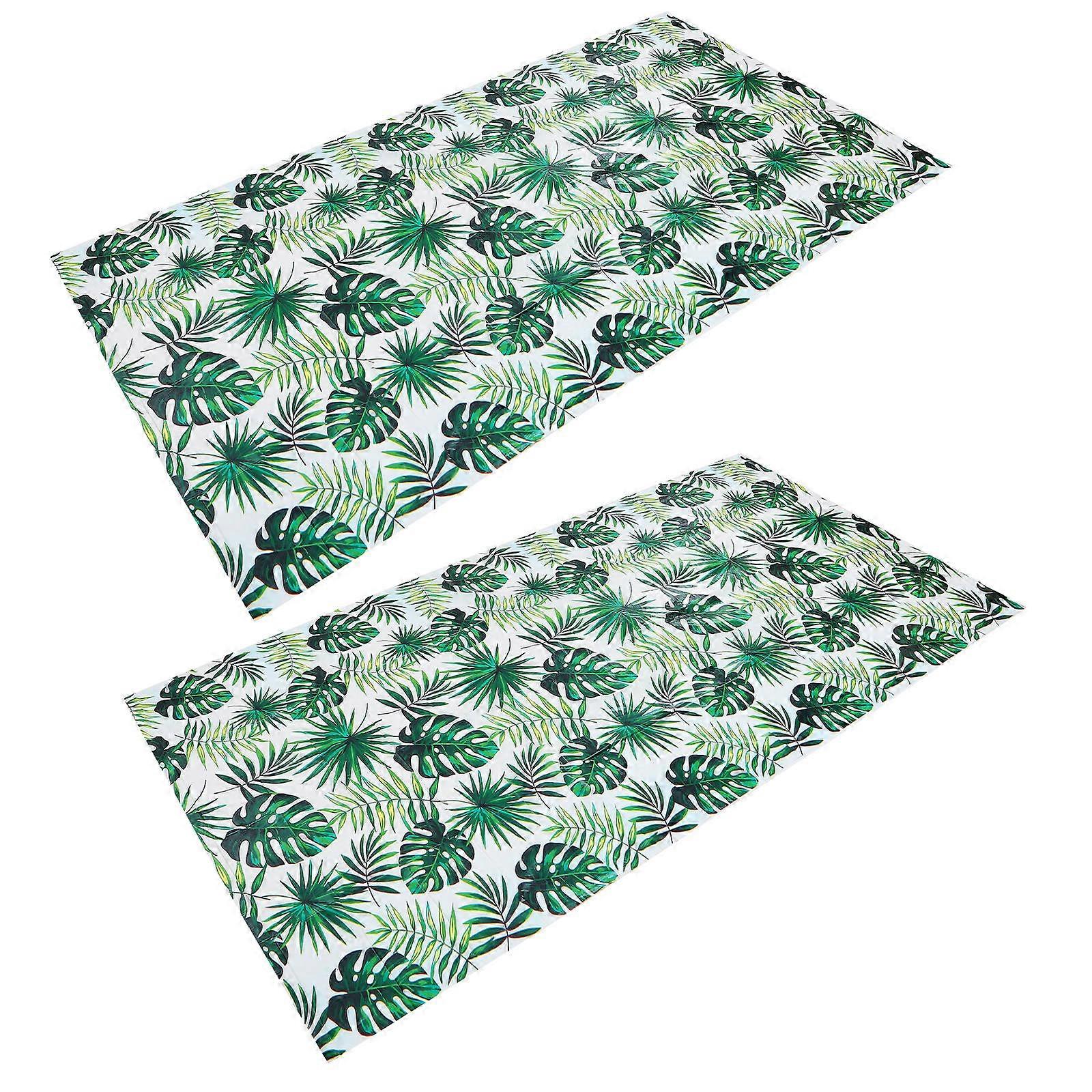 Peva Non Slip Tablecloth Set – 2pcs Washable Decorative Table Cover with Oil & Tropical Leaf Design for Home, Restaurant & Party Use