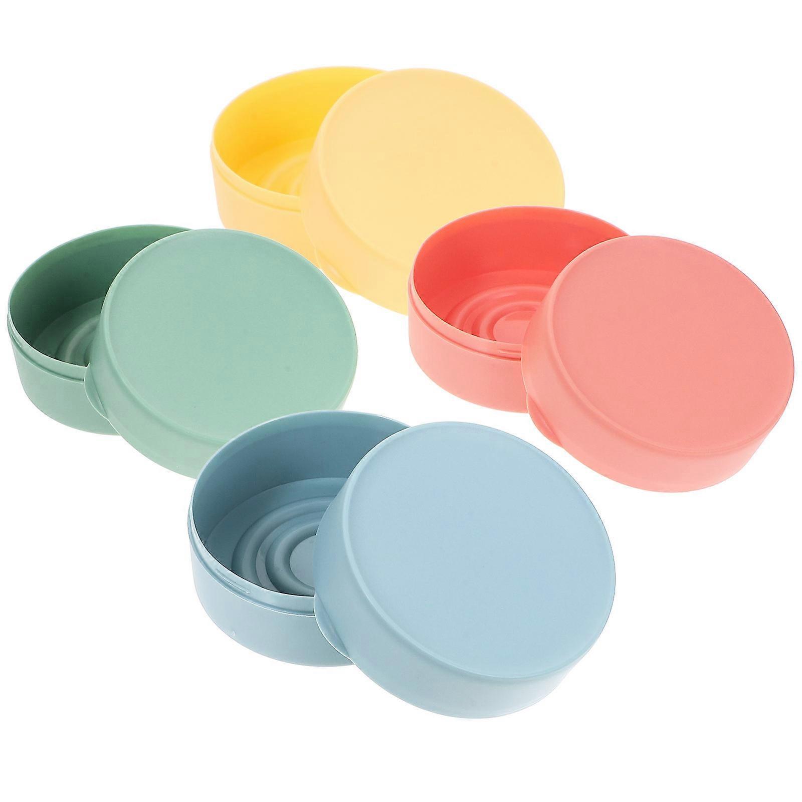 Portable 4 Pack Soap Dish Box with Lid – Shower Travel Soap Container Holder for Home and Travel Use