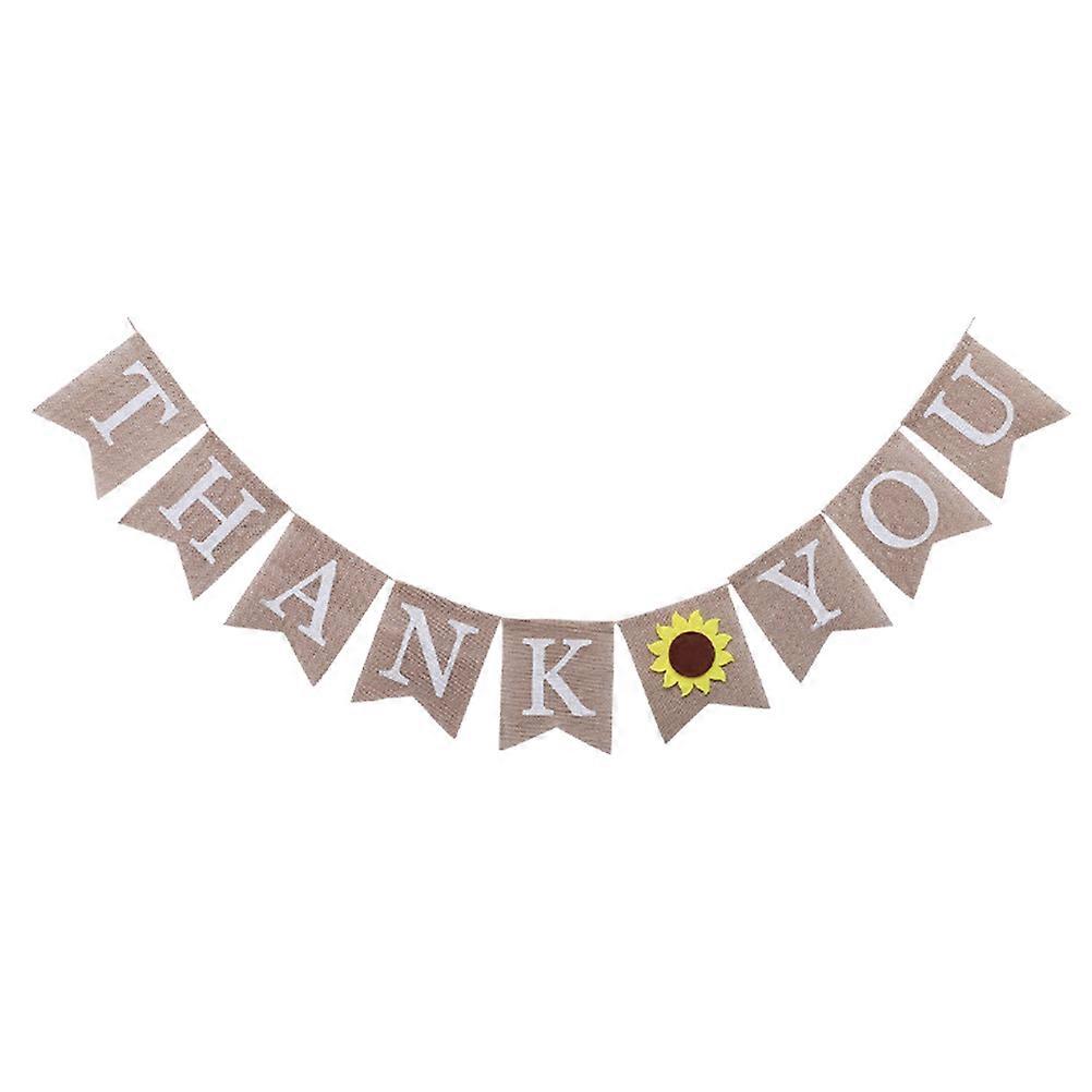 Thanks Giving Day Banners Sunflower Decorative Linen Burlap Banner Indoor Decoration Triangle Flags 1Set