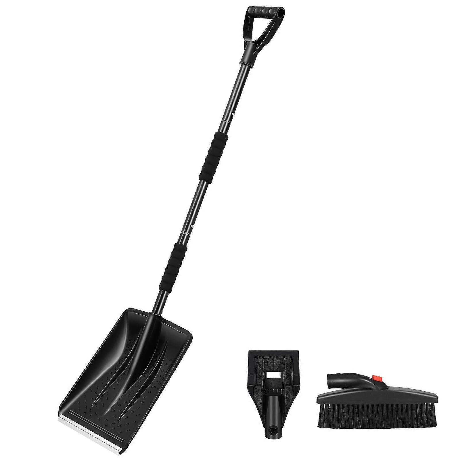 Snow with Ice and Snow Brush 3 in 1 Detachable Tool for Yard Black PP Iron Aluminum
