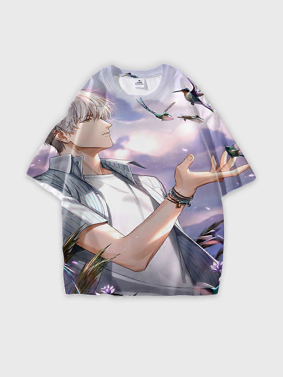 T-shirt round neck Role Pattern loose short sleeve B784