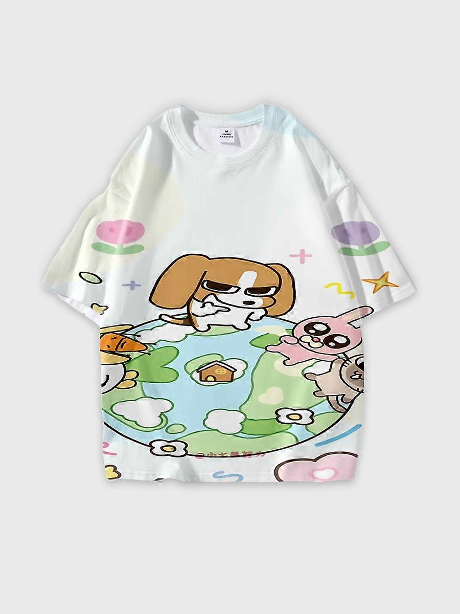 T-shirt short sleeve round neck summer casual loose D3271