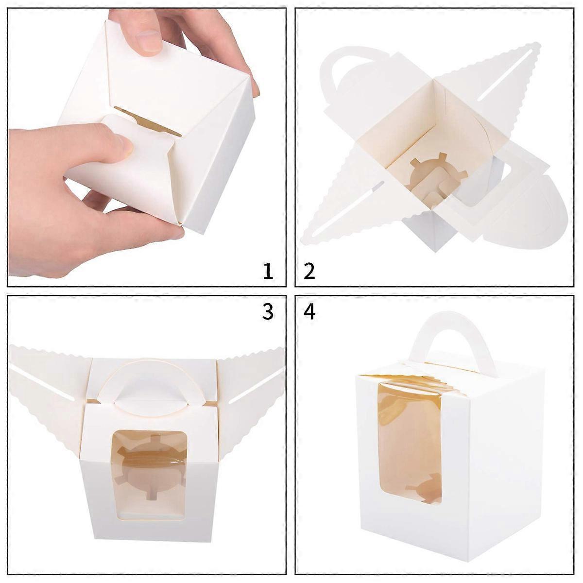 250 PCS Single Cupcake Boxes White Individual Cupcake Carrier Holders with Window Inserts for Bakery
