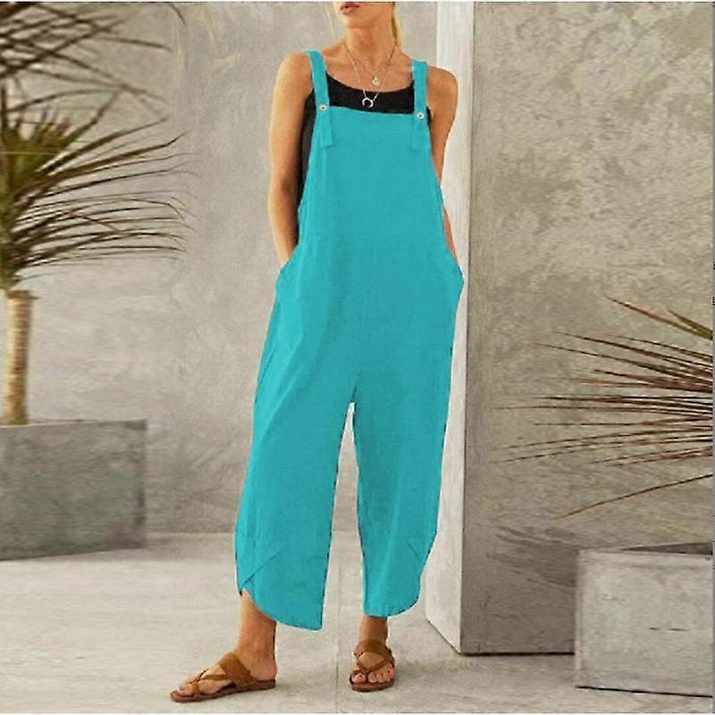 Women's Solid Color Casual Nine-minute Overalls