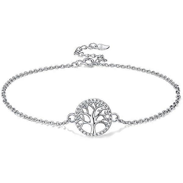 Tree of Life women's anklet, silver, adjustable 16+3cm