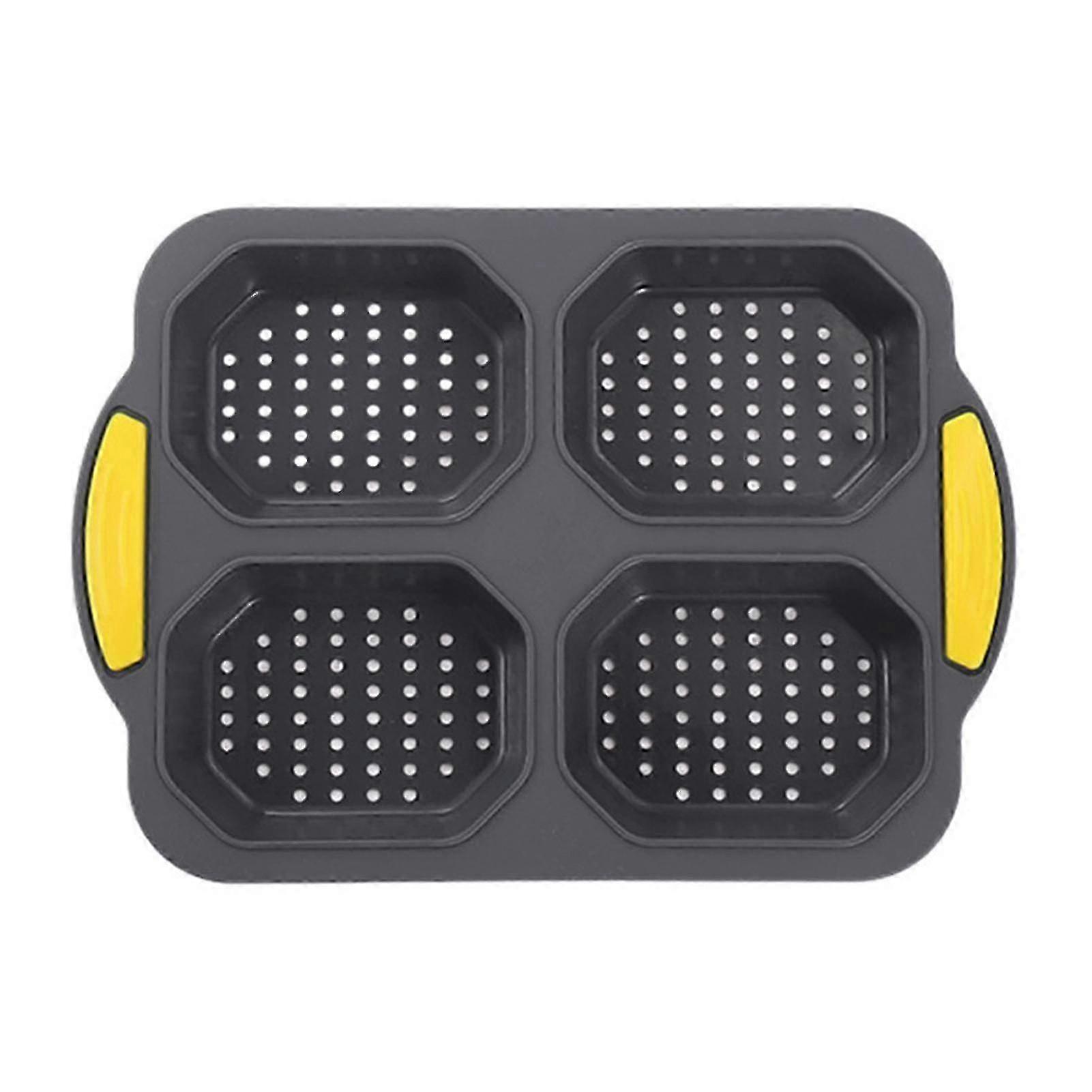 4 Hohlraum Hamburger Brötchen Form Backform Haushalt Wiederverwendbare Brotform für Brötchen Brot OPMIUM