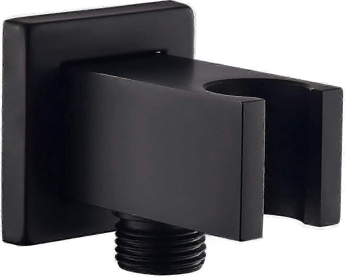 Black Wall Connection Elbow with Shower Holder, 1/2" Square Brass Connection