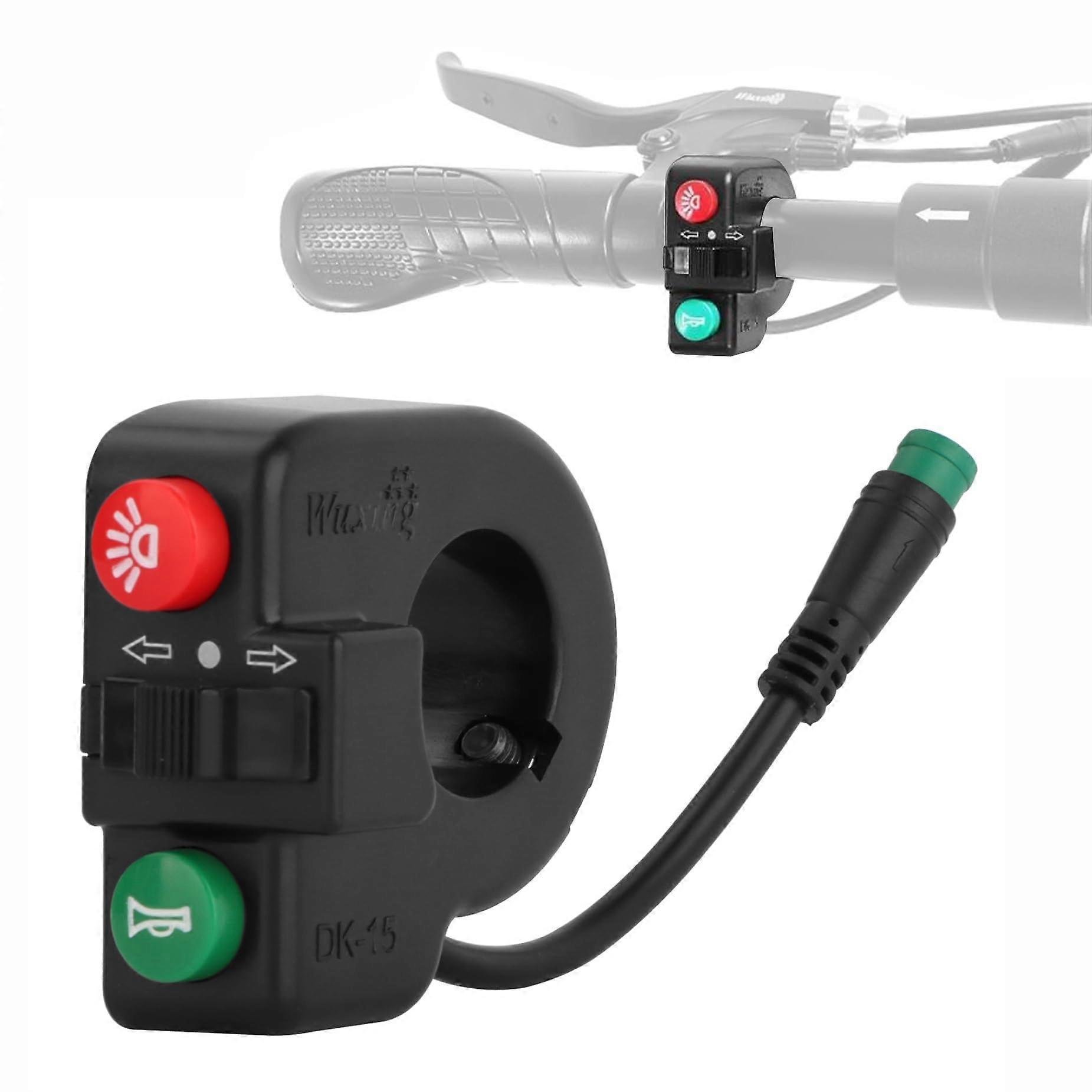 E-Scooter Control Switch 5-Pin Waterproof Plug for Kugoo M4 & M4 Pro with Headlight Horn Indicator 3-in-1 Power Switch