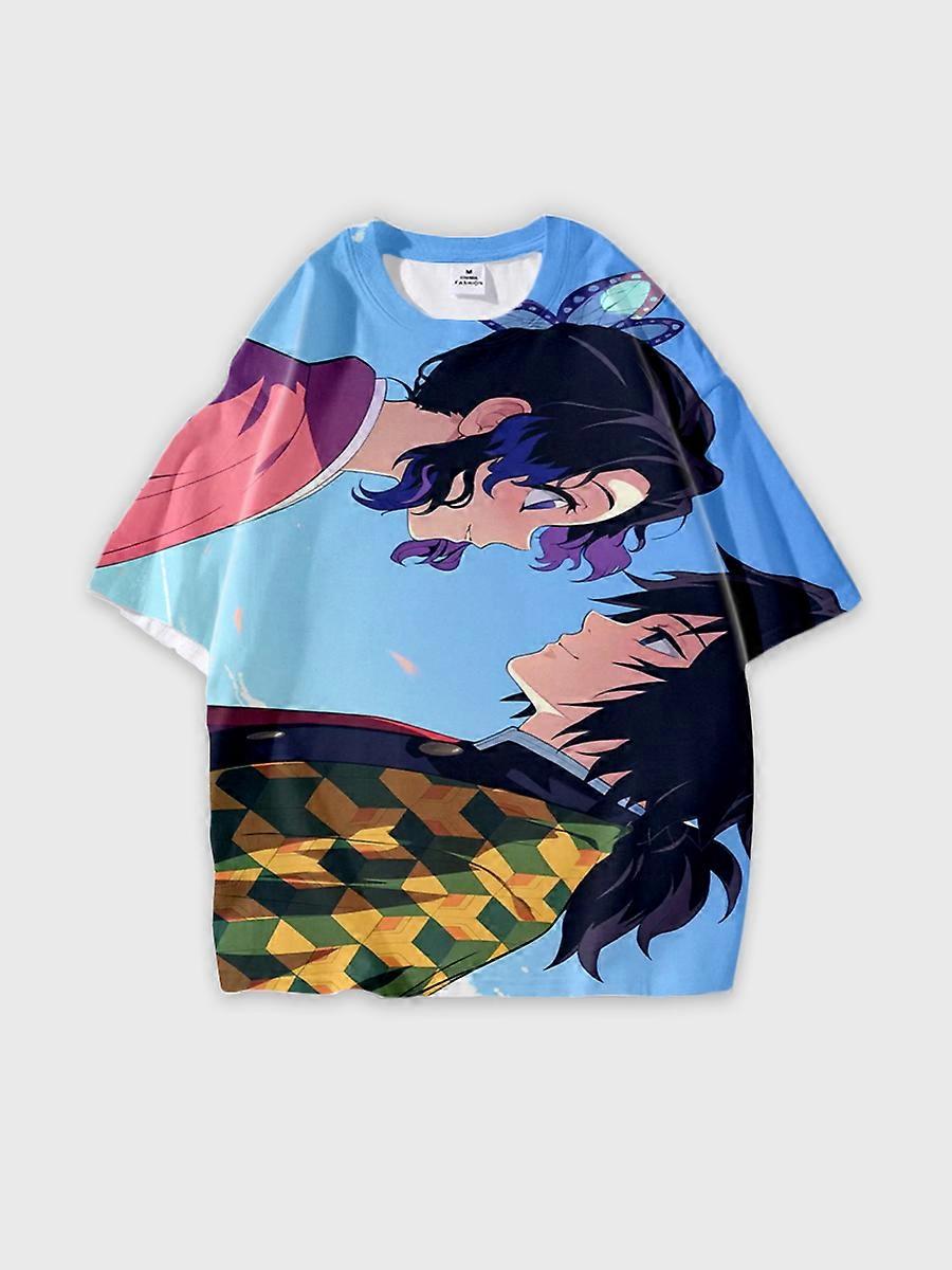 T-shirt round neck Character Pattern loose short sleeve P1468