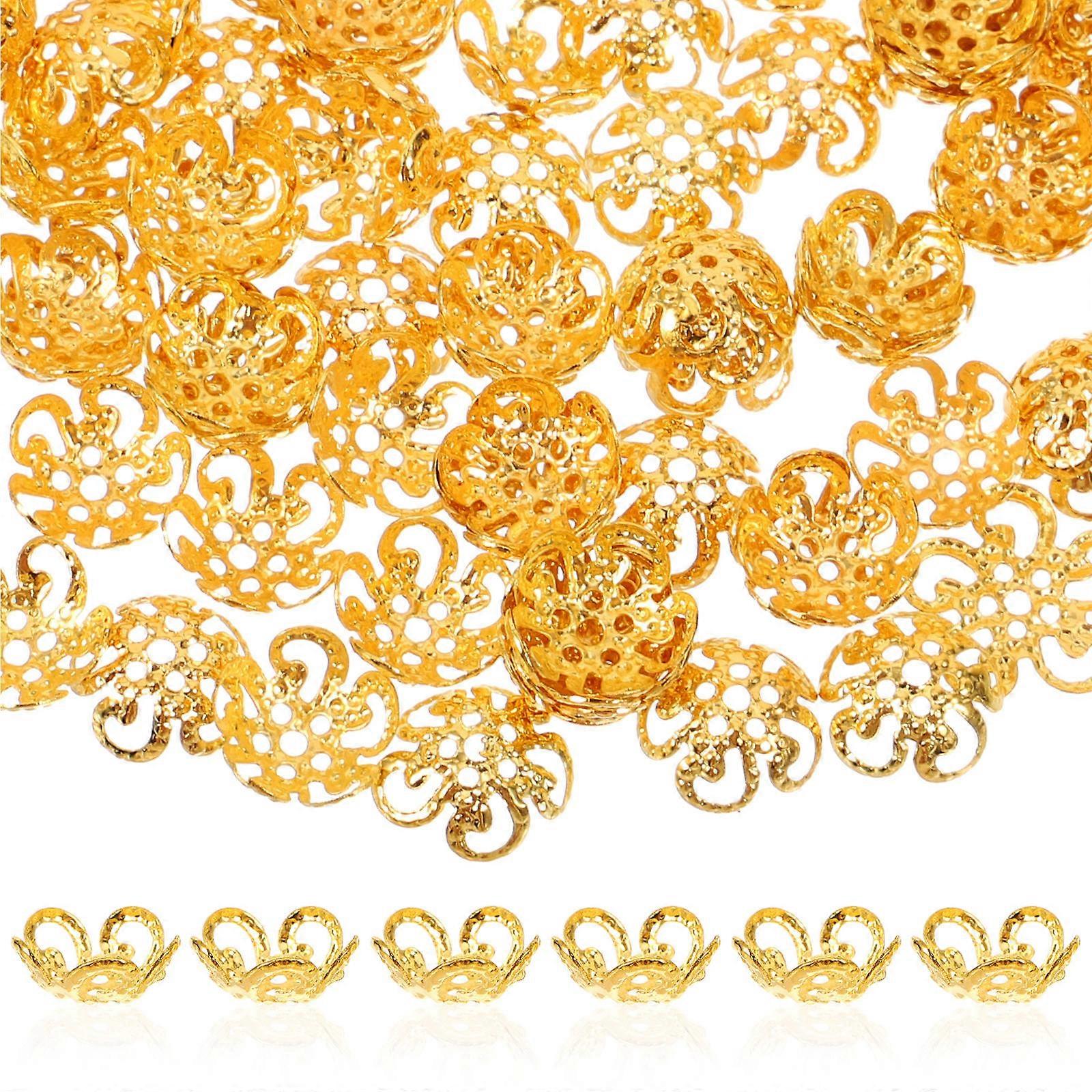 Jewelry Accessory Bead Caps 100Pcs Flower Shaped Spacer Beads For Handicraft Enthusiasts DIY Projects 0.80X0.80X0.50CM Golden