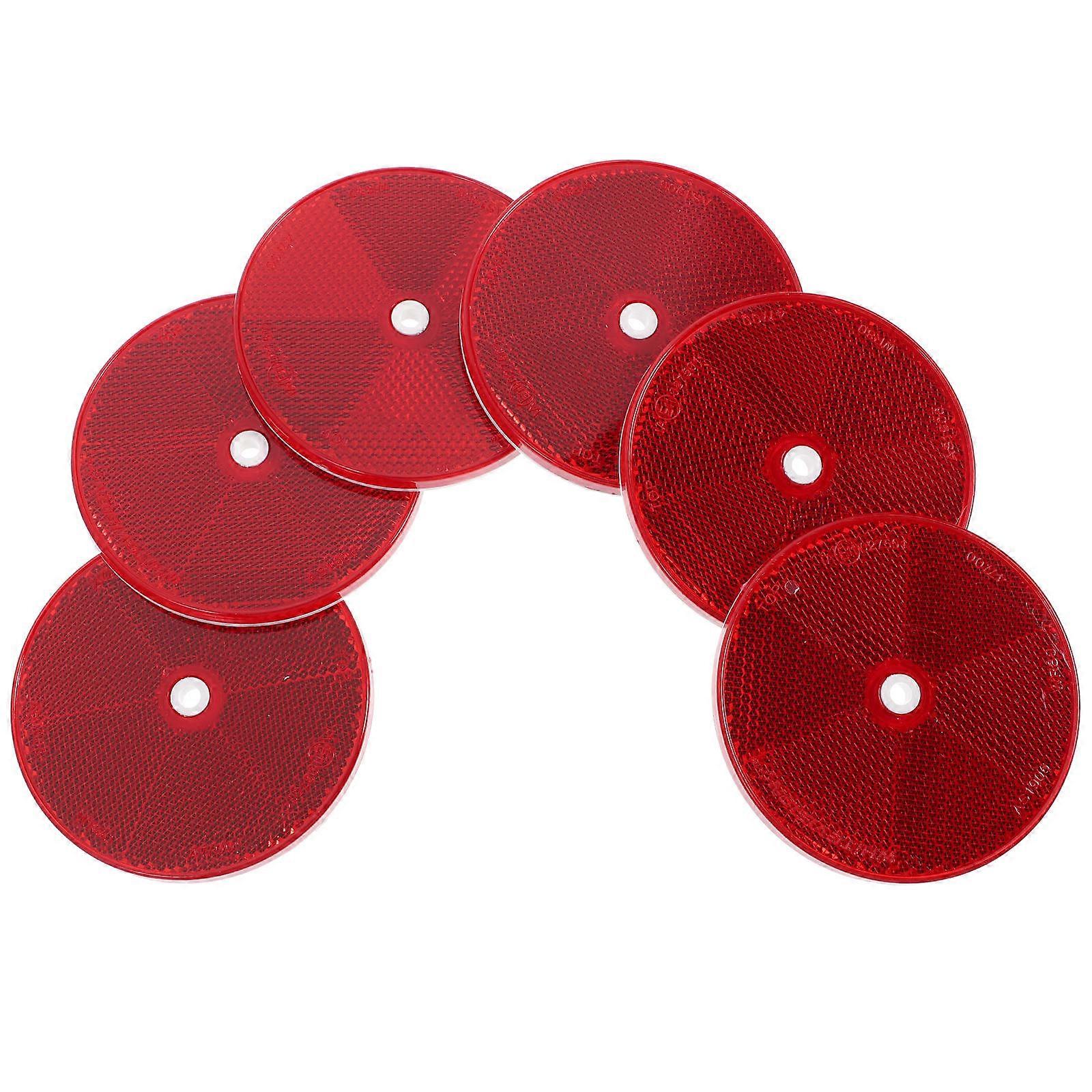 Self Adhesive Reflectors 6Pcs Circular Reflectors Visibility Improvement For Trailer Day And Night Usage Red