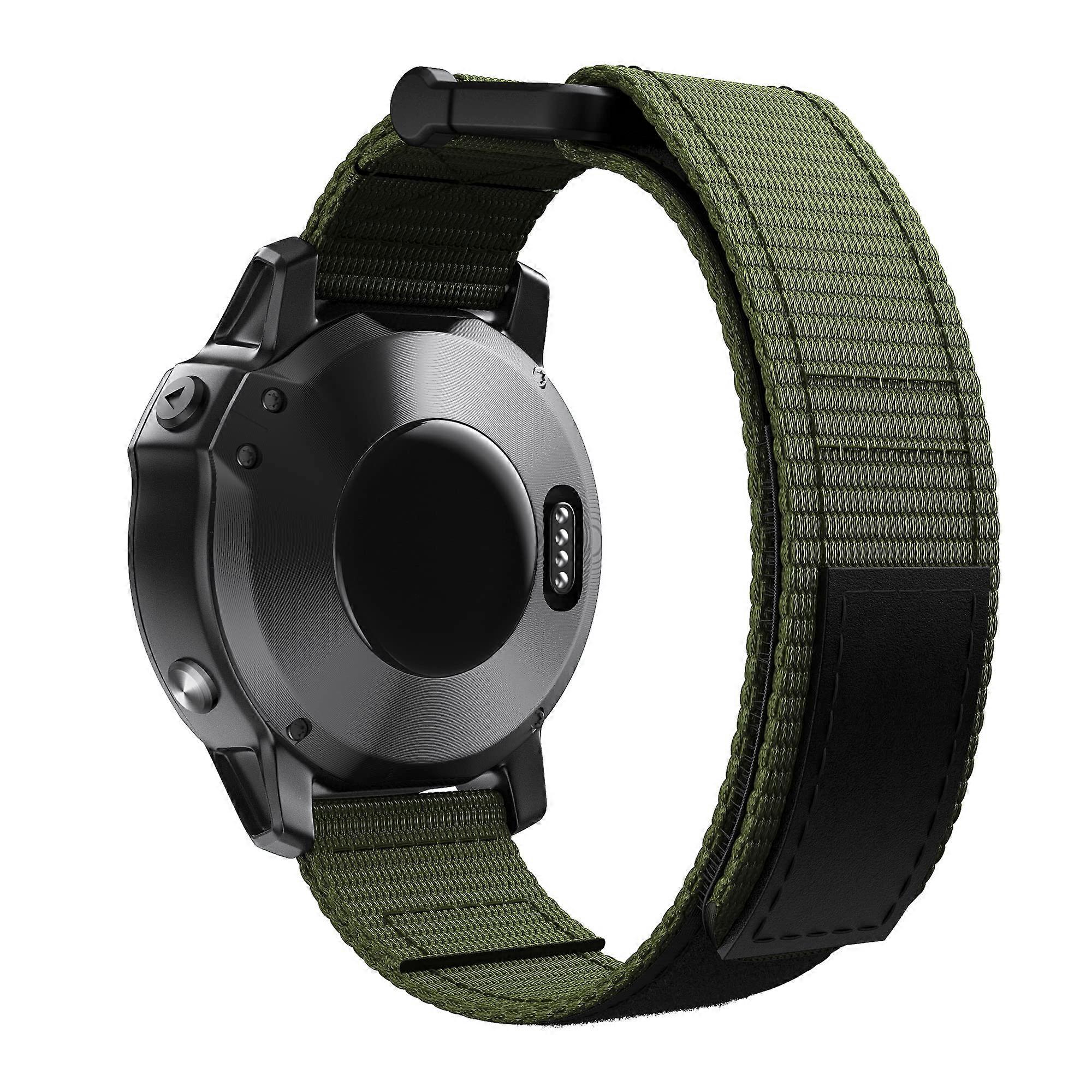 26mm Nylon Watch Strap for Garmin Fenix 5, 5X Plus, 3HR, 6X, 6, 6S Pro, S60, MK1, Enduro - Adjustable Green Easyfit Strap