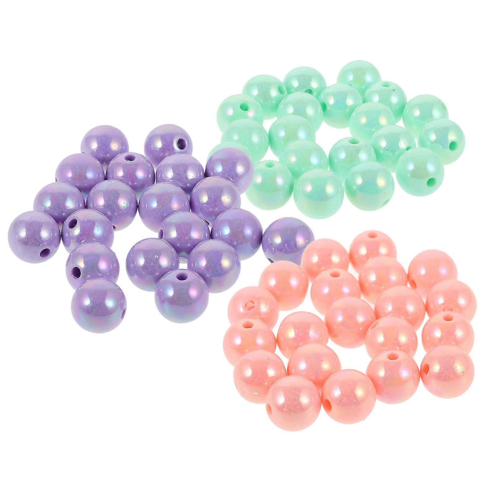 Assorted Color Acrylic Round Beads for DIY Jewelry Making Smooth Surface Delicate Appearance 60Pcs