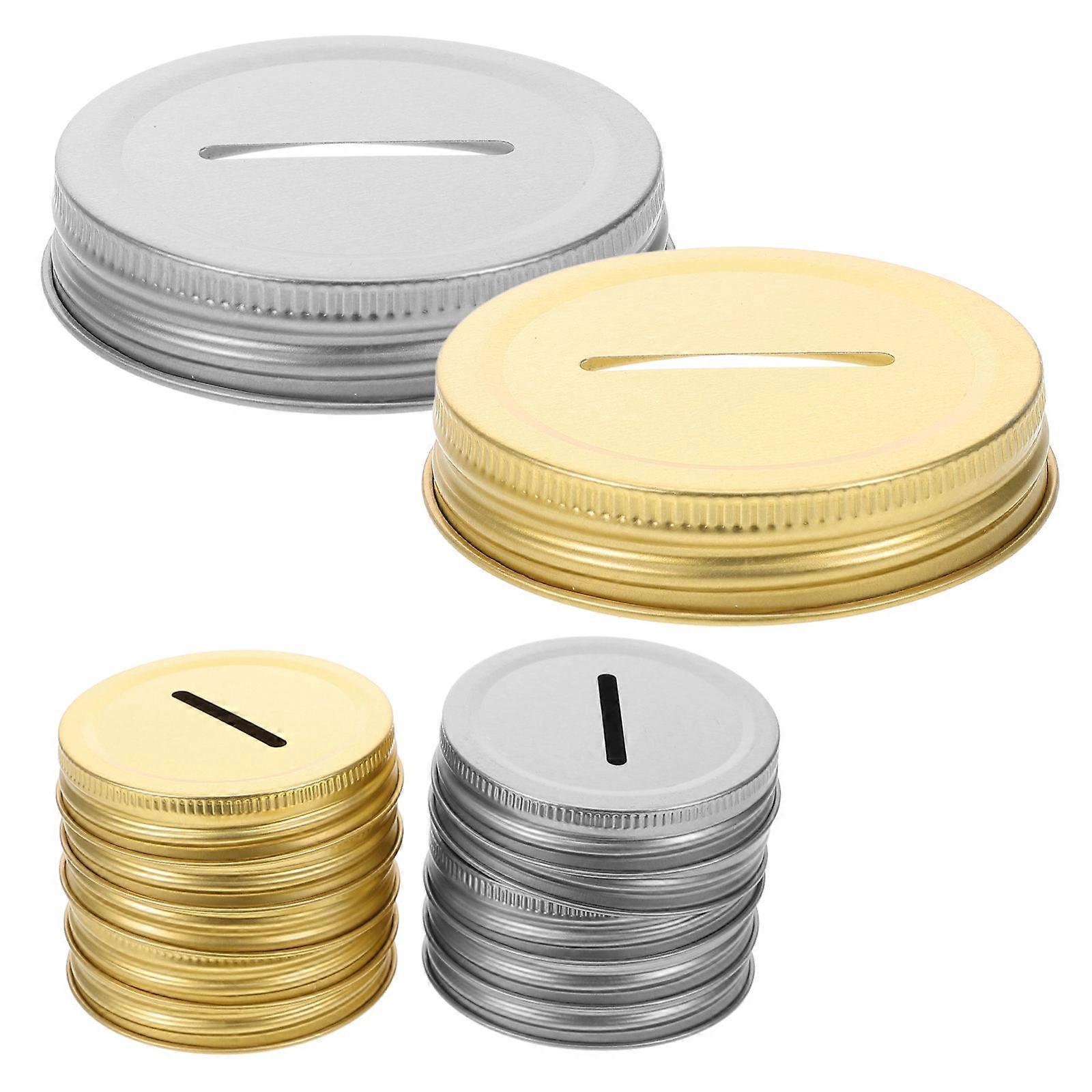 12pcs Reusable 70mm Metal Coin Slot Lids for Regular Mouth Mason Jars Money Saving Bank Lid Set