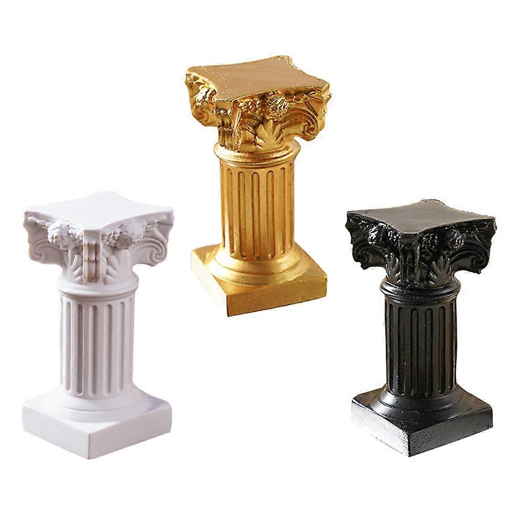 3pcs Vintage Roman Column Candle Holders for Unique Home Decor and Micro Landscape Statues