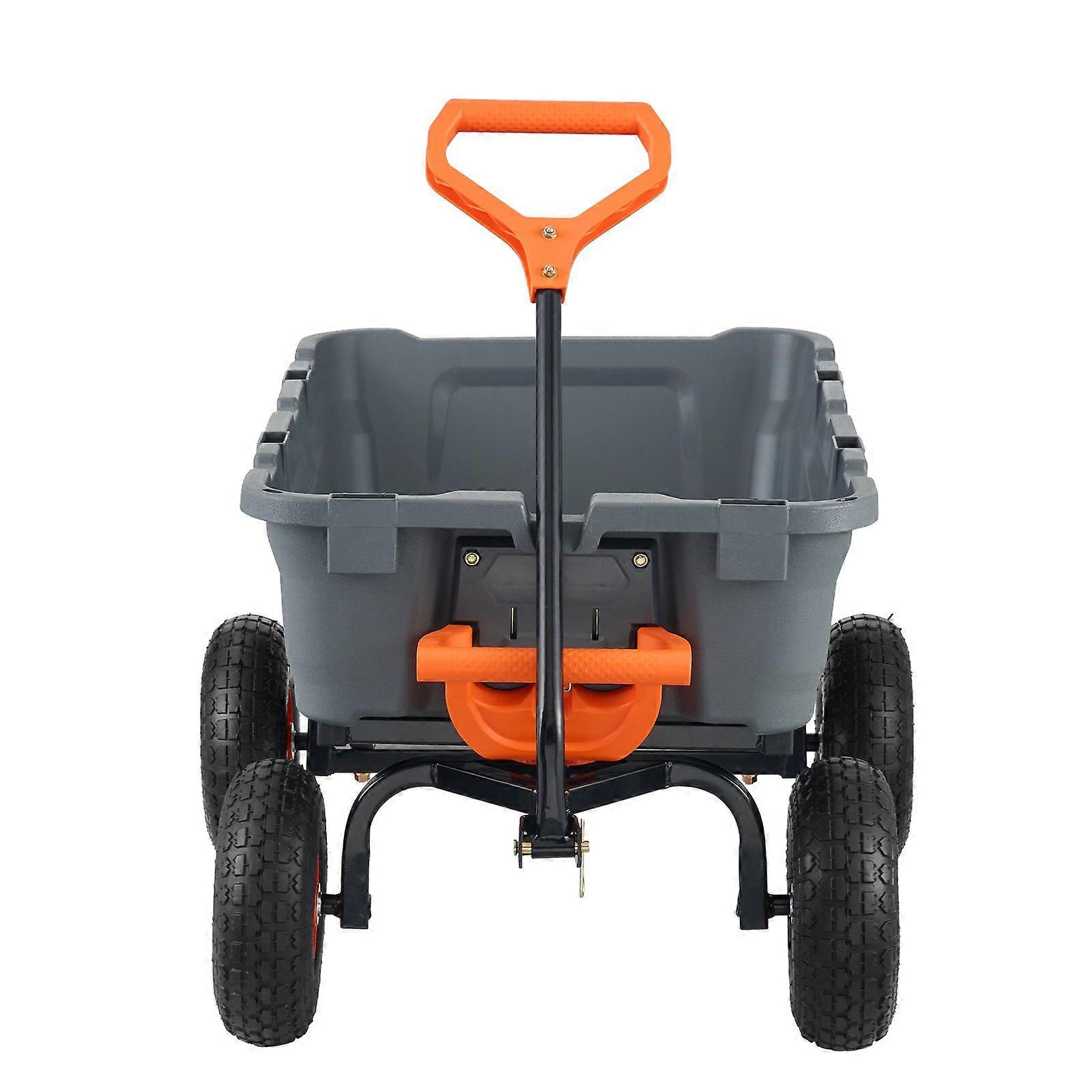 Dump Cart, Poly Garden Dump Cart with Easy to Assemble Steel Frame,Utility Wheelbarrow 800 lbs Capacity, 10 inch Tires
