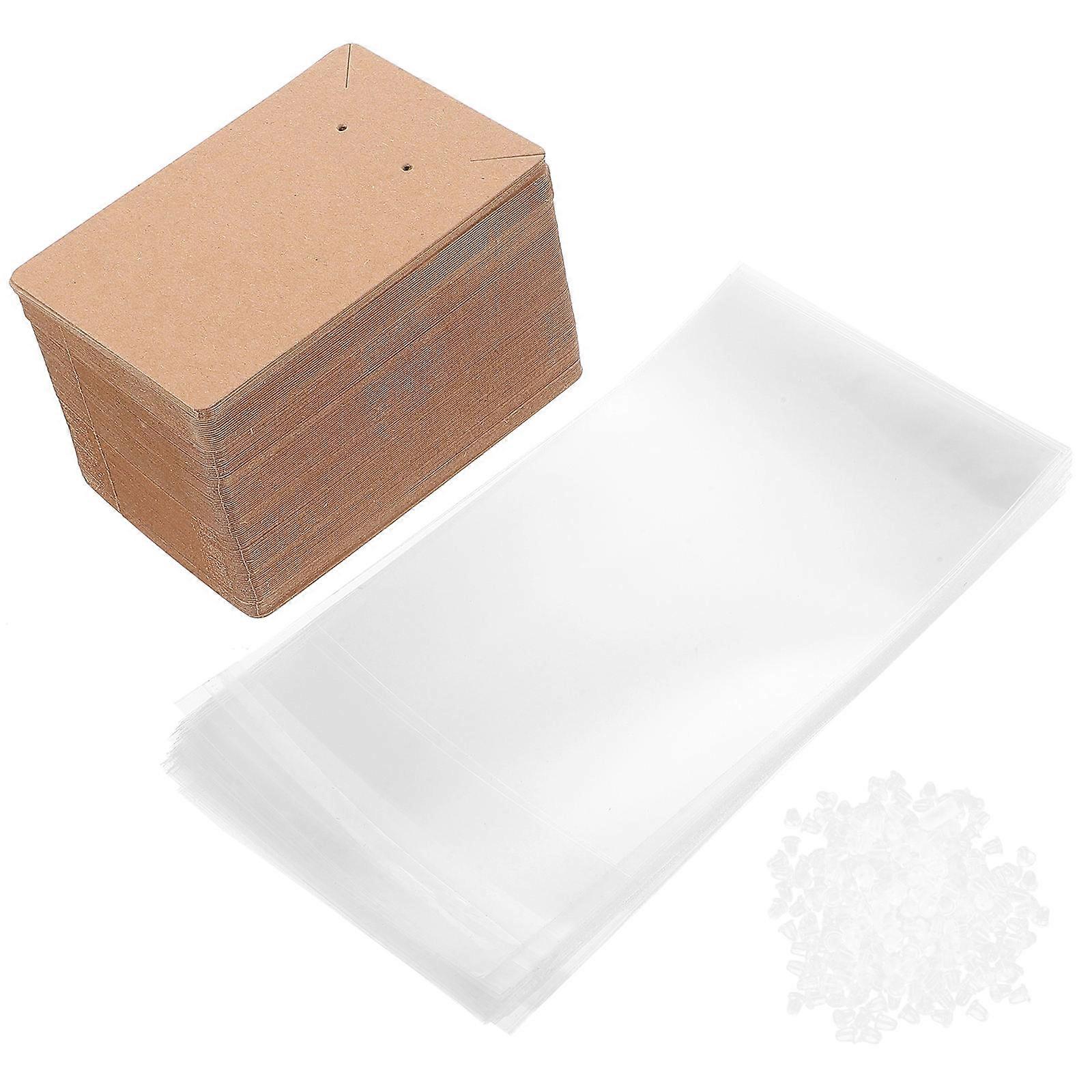 120 Sets Kraft Paper Earring and Necklace Display Cards Retro Style Jewelry Presentation